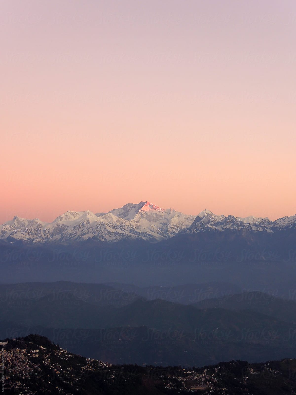 1200x1600 First rays of sun hit the peak of Mt. Kanchenjunga