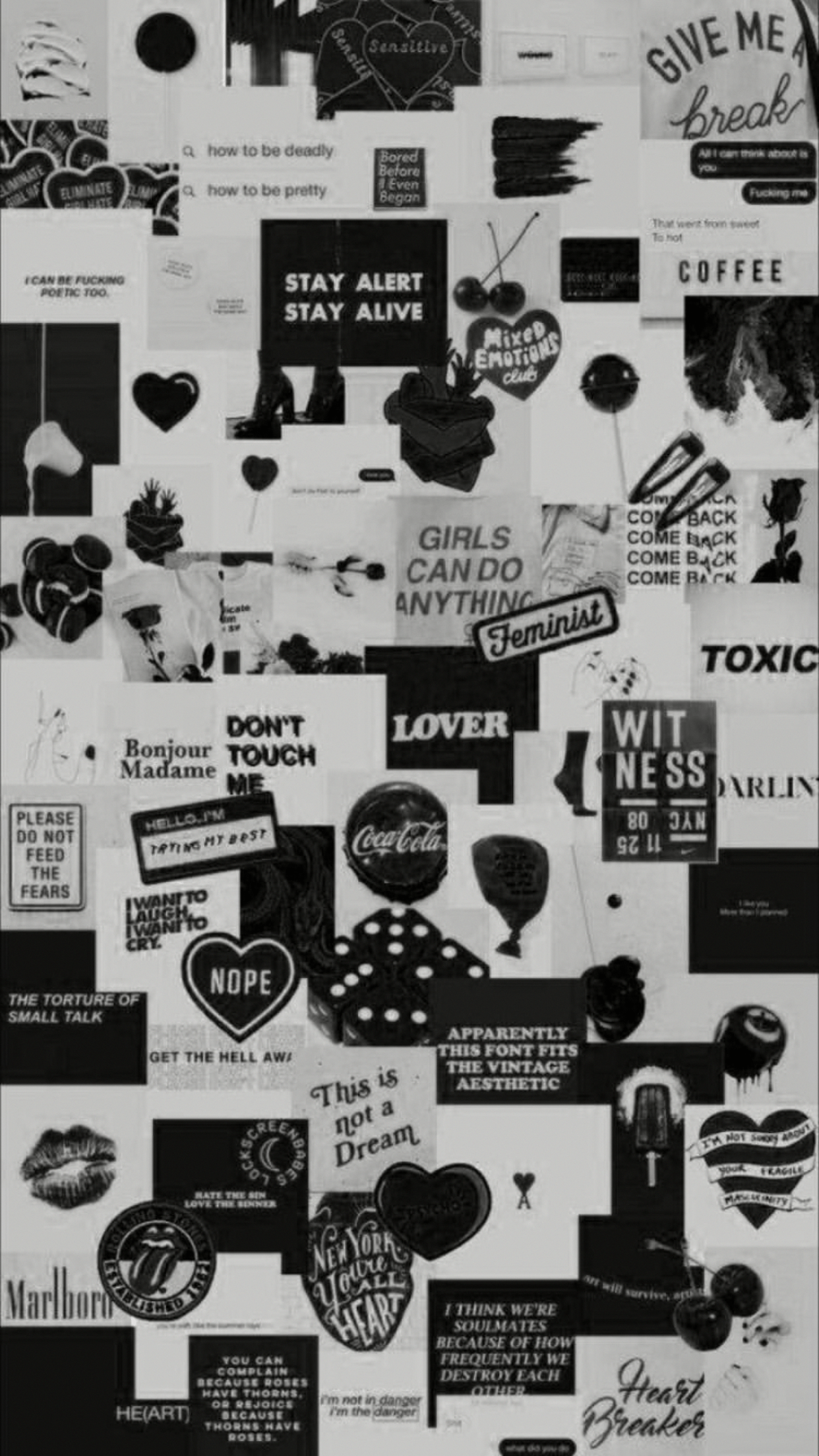 1242x2208 iPhone Wallpaper Black And White Aesthetic Collage