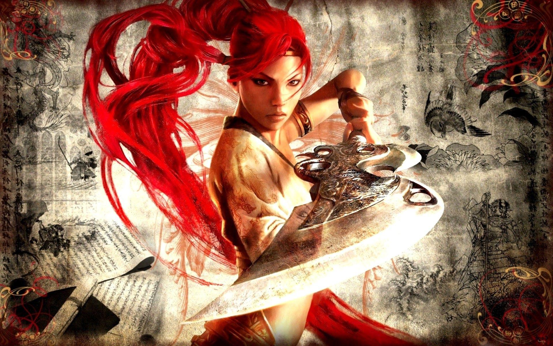 1920x1200 video games, redheads, Heavenly Sword, girls with swords, swords, Playstation 3 wallpaper
