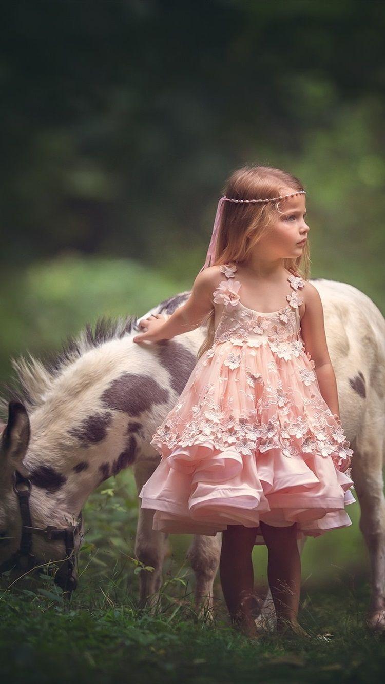 750x1334 Wallpaper Pink skirt little girl and donkey 1920x1440 HD Picture, Image