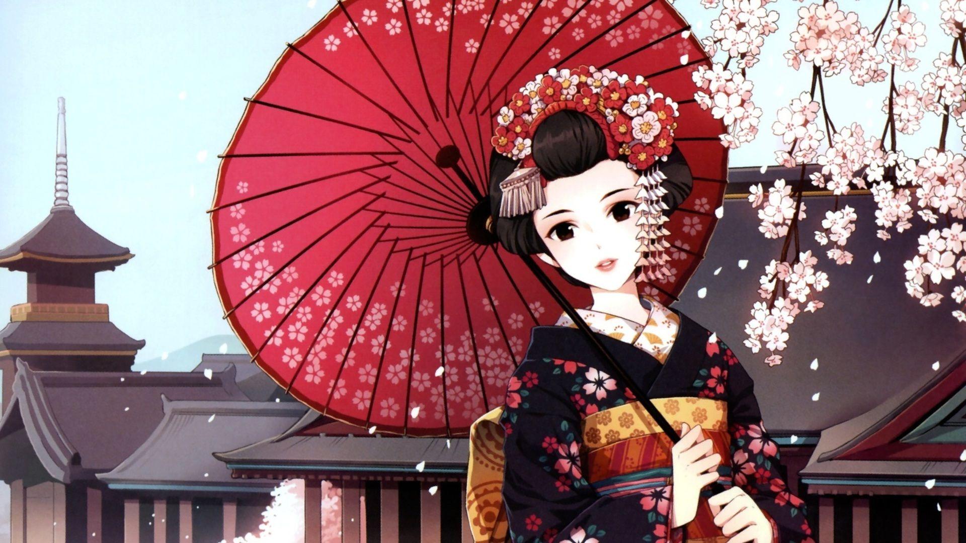 1920x1080 Japanese Geisha Wallpaper