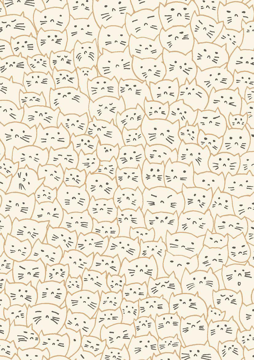827x1169 pattern by Minakani for Harris Wilson #cats #kittens #pussycat #meow #miaow #mustache #crowd #minak. Cute cat wallpaper, Cat wallpaper, Cute wallpaper background