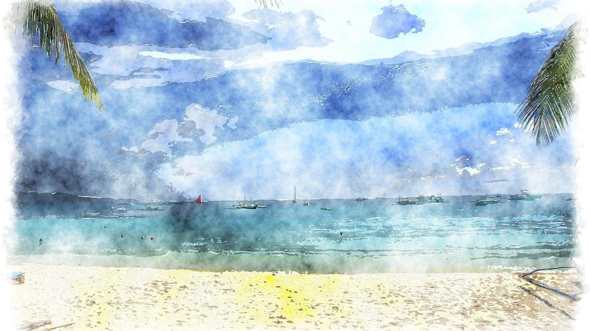 1920x1080 Blue Watercolor Wallpaper Desktop Background