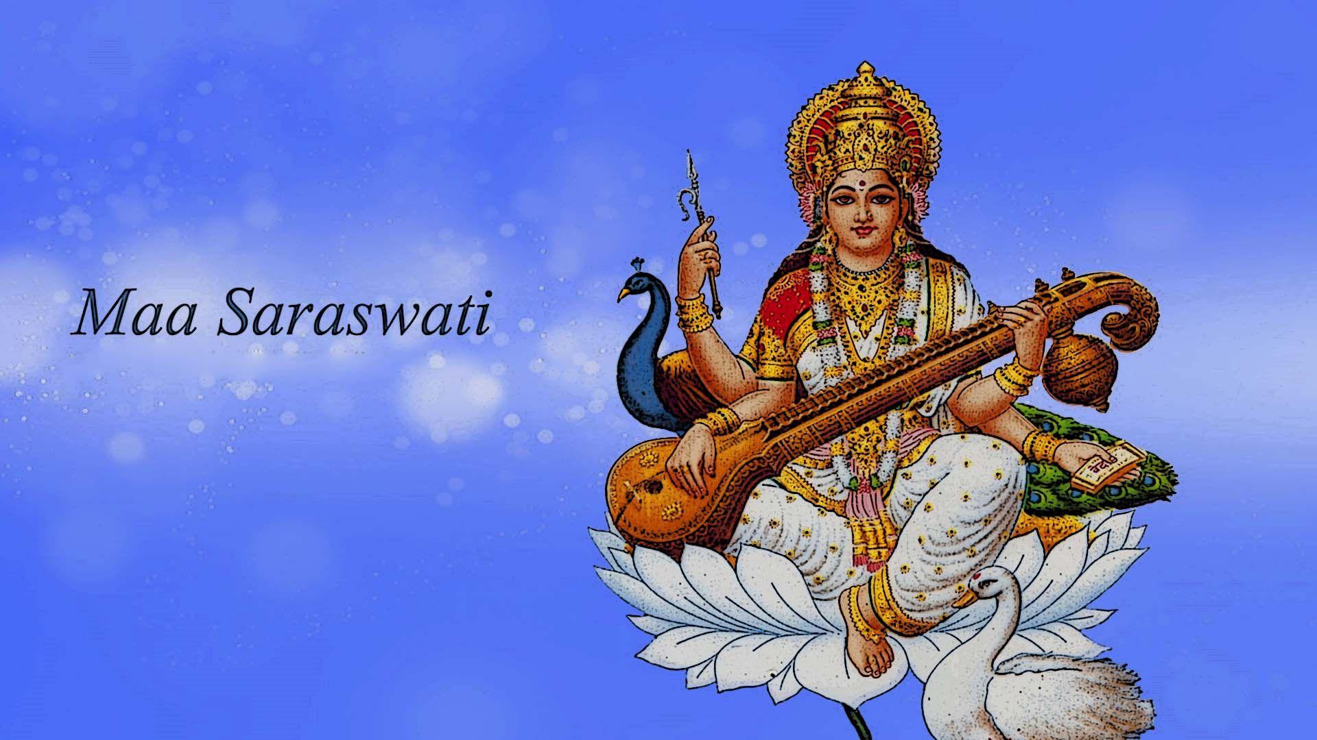 1920x1080 Maa Saraswati 3D Wallpaper Resolution Saraswati Mata