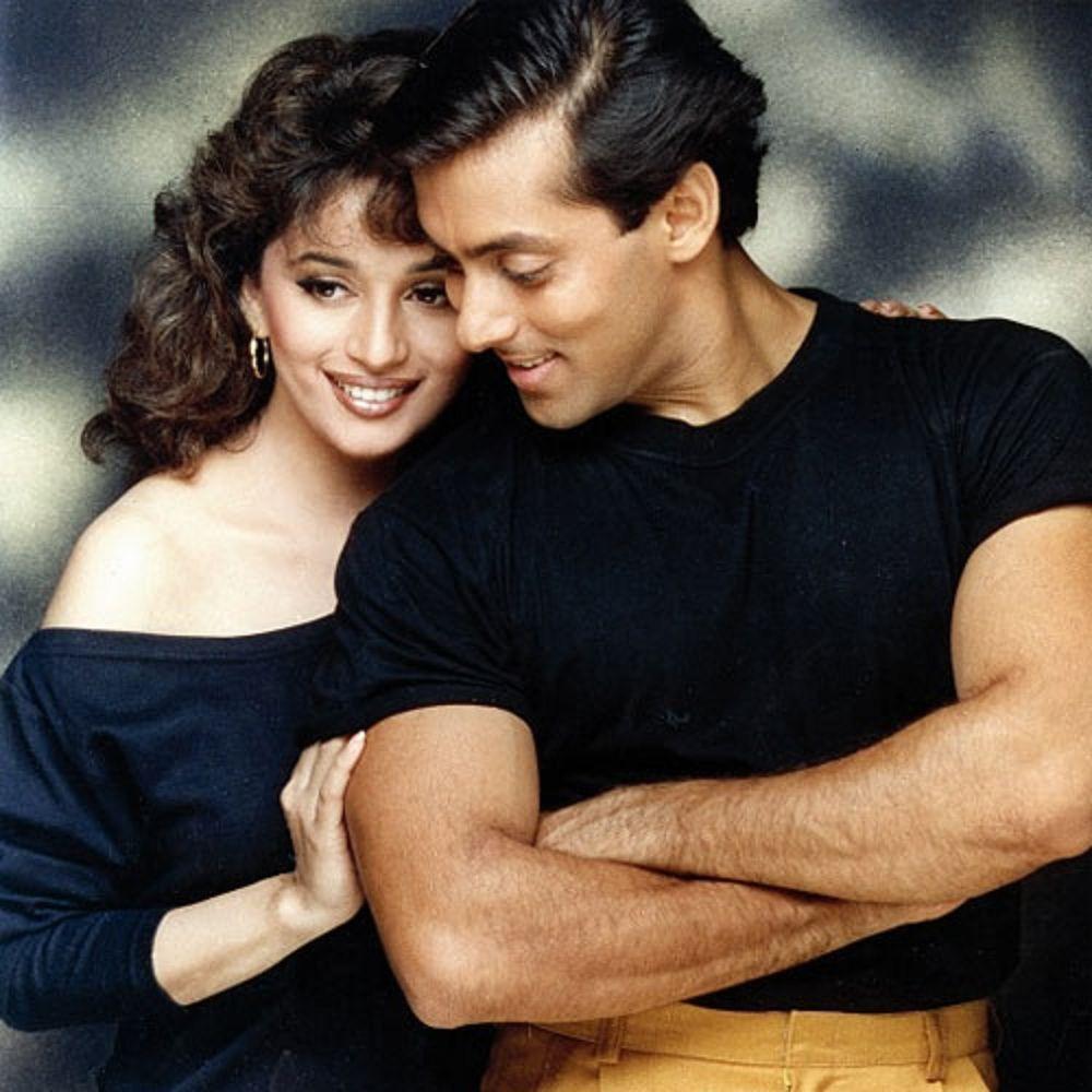 1000x1000 Beautiful Desktop HD Wallpaper Download: Beautiful Copule Madhuri Dixit and Salman Khan Wallpaper