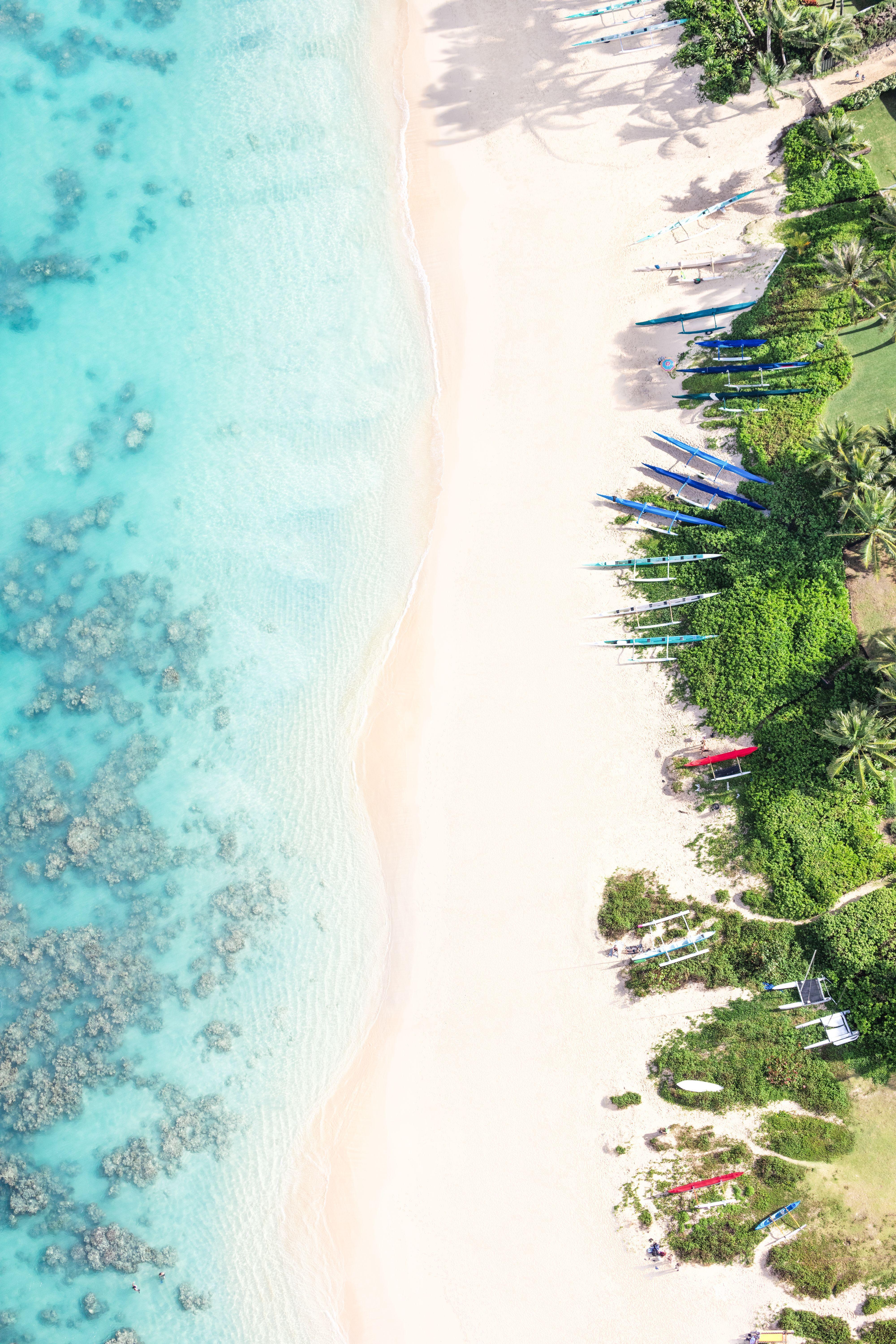4000x6000 Lanikai Beach Outriggers, Oahu. Gray Malin Fine Art Photography