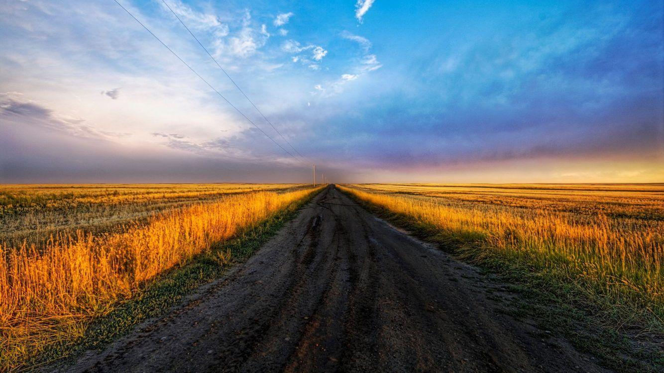 1334x750 4k Country Road In A Field Wallpaper For Desktop And