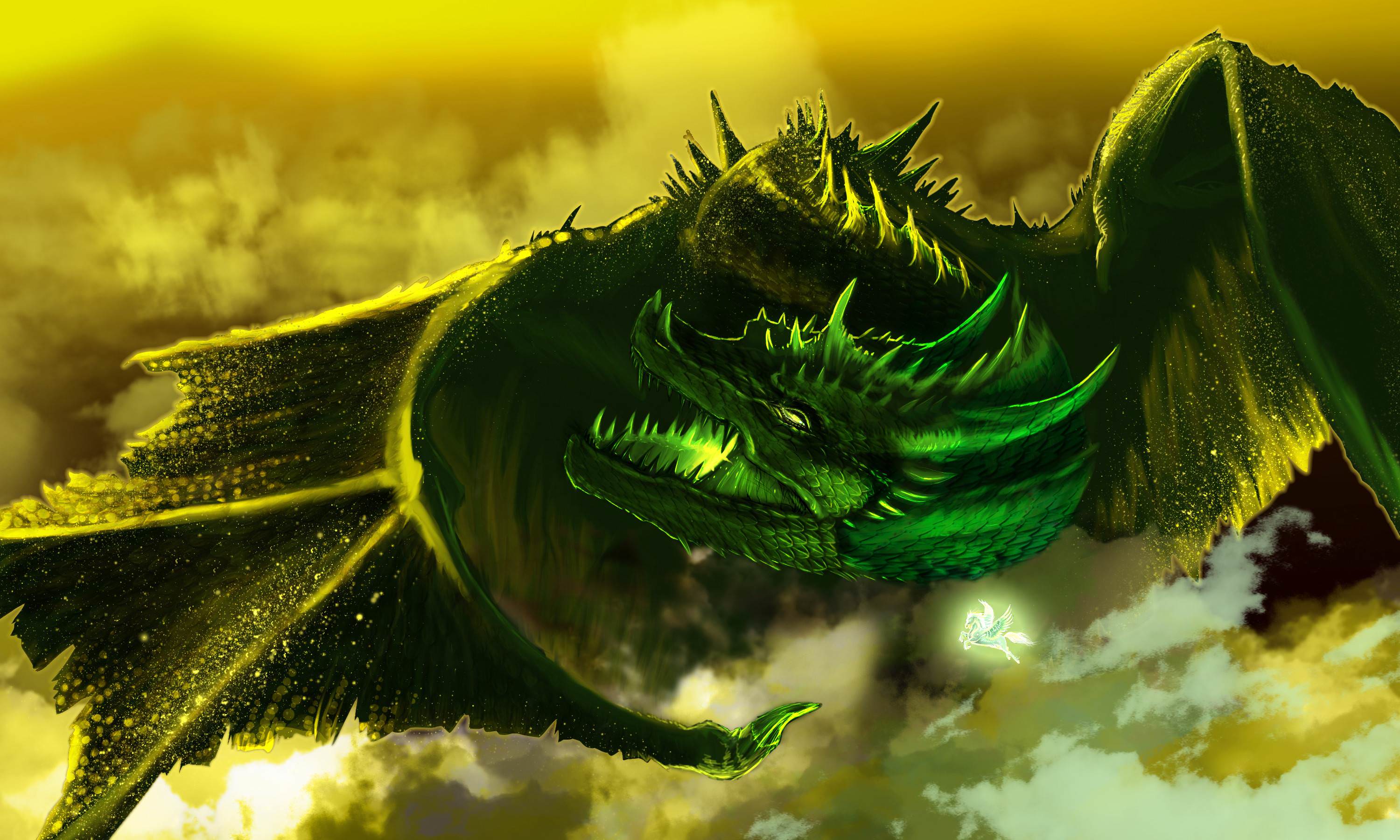 3000x1800 Green Dragon Wallpaper (the best image in 2018)