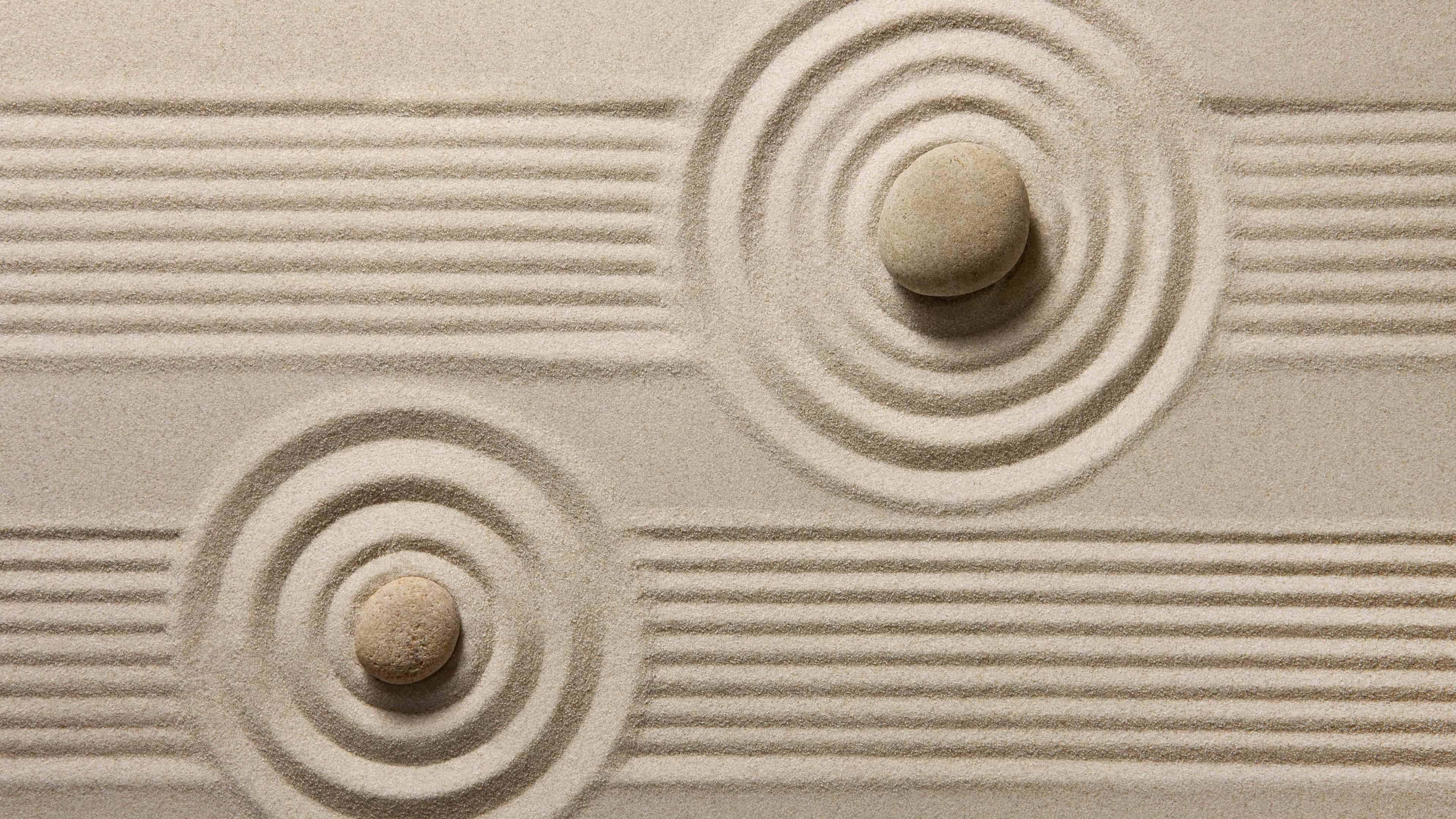 3840x2160 Zen Sand Japanese Rock Garden UHD 4K Wallpaper