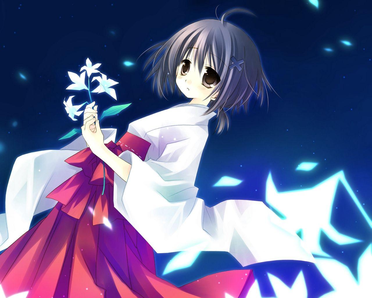 1280x1024 Download wallpaper 1280x1024 amatsume akira, girl, brunette, kimono