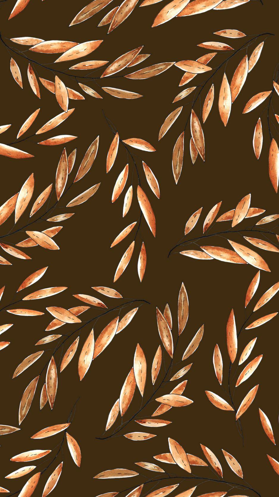 938x1668 Download Wallpaper 938x1668 Branches, Leaves, Watercolor, Patterns, Texture, Brown Iphone 8 7 6s 6 For Parallax HD Background