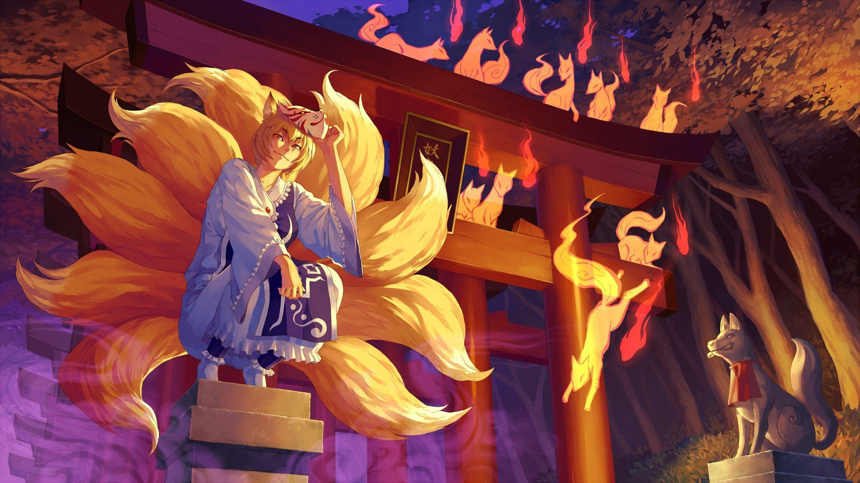 3000x1687 Kitsune121 Data Src Gorgerous Nine Tailed Fox Wallpaper Kitsune 9 Tails HD Wallpaper