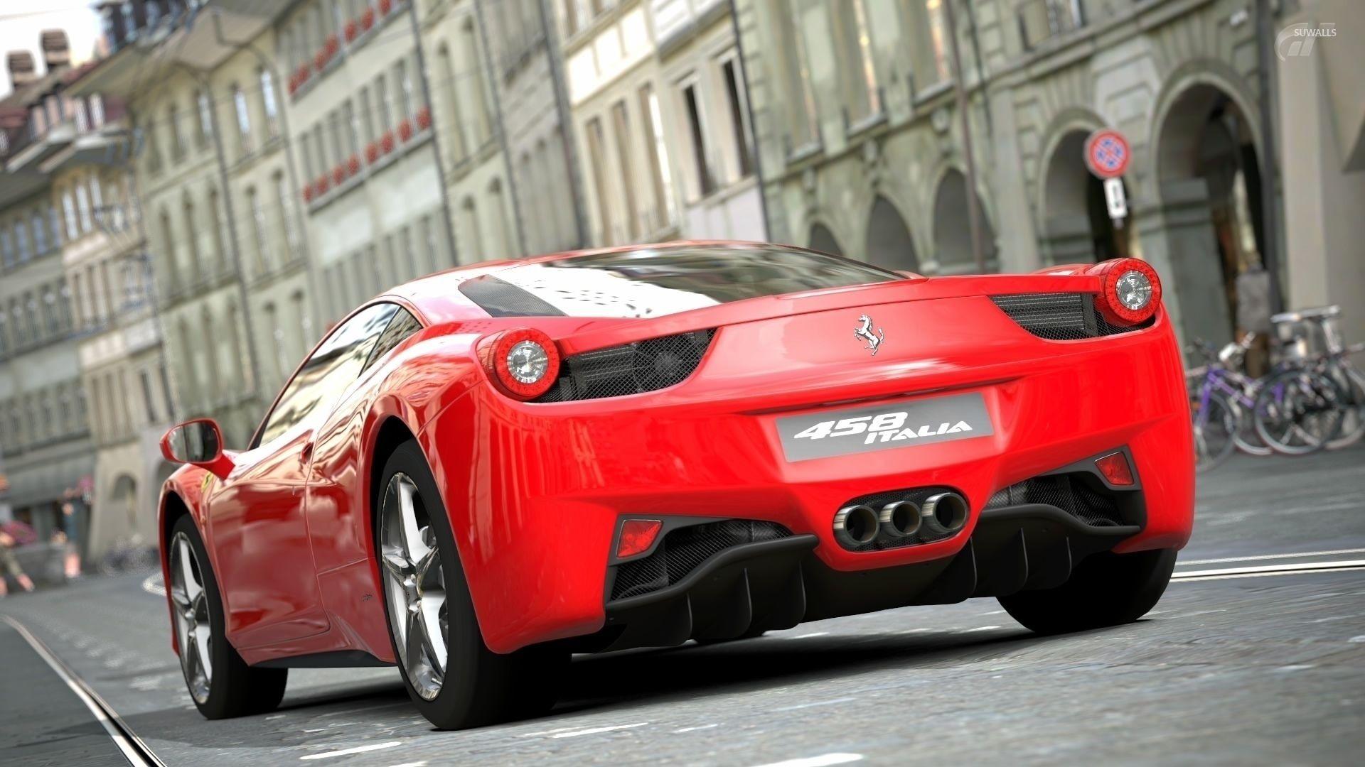 1920x1080 Back view of a red Ferrari 458 Italia wallpaper wallpaper