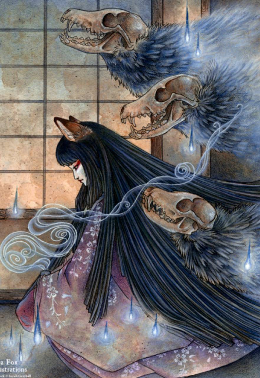 882x1280 Dark Kitsune Spirit wallpaper