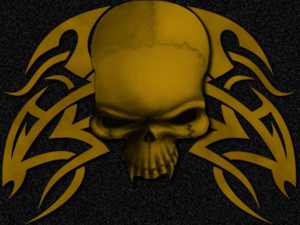 1024x768 Tribal Skull in Yellow