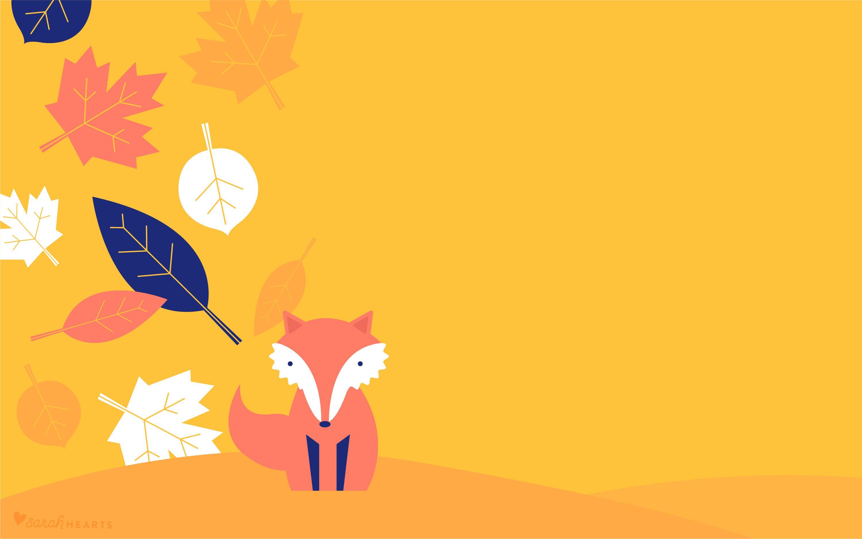 3001x1876 Fall Leaf and Fox October 2017 Calendar Wallpaper