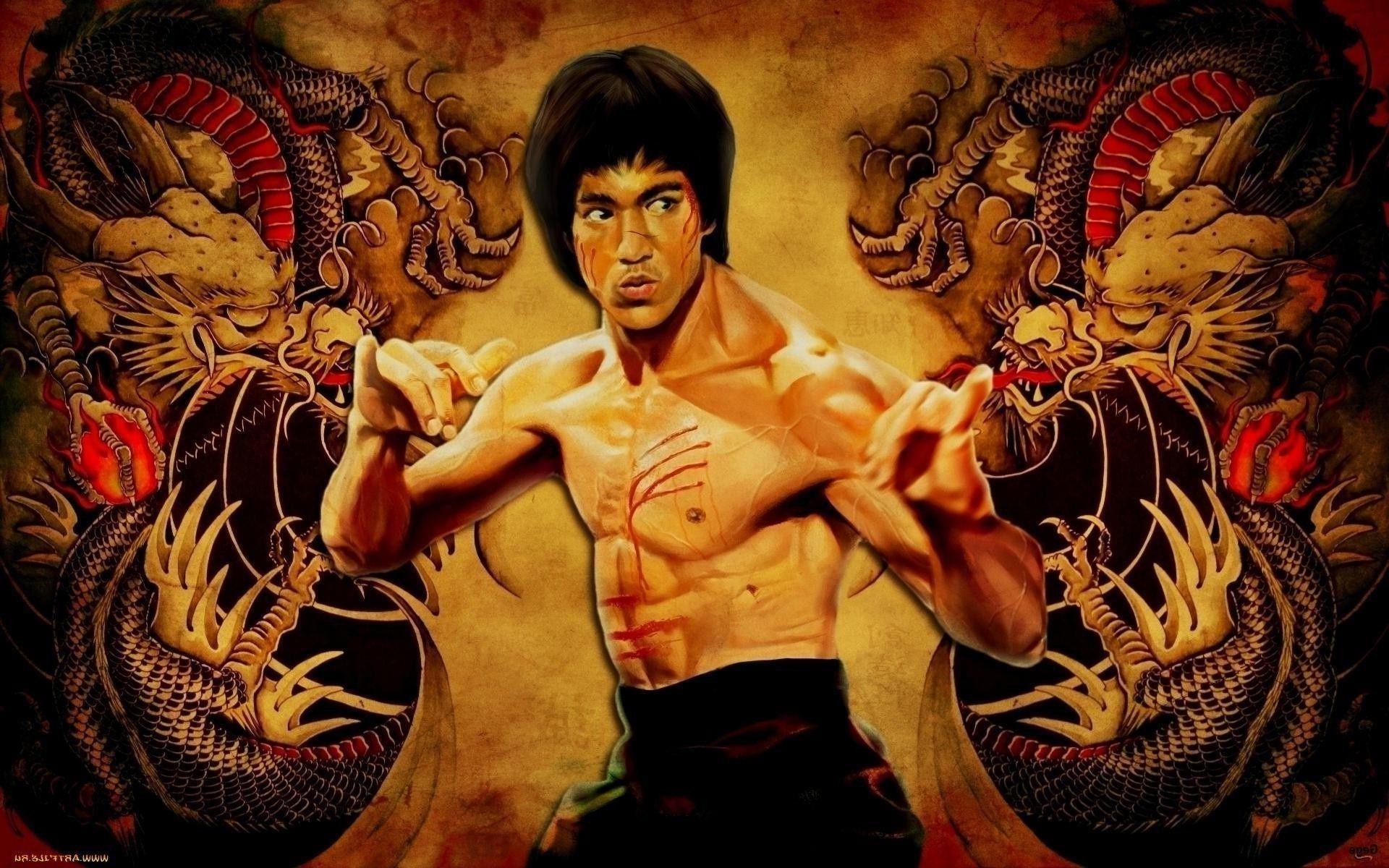 1920x1200 Wallpaper drawing Bruce Lee