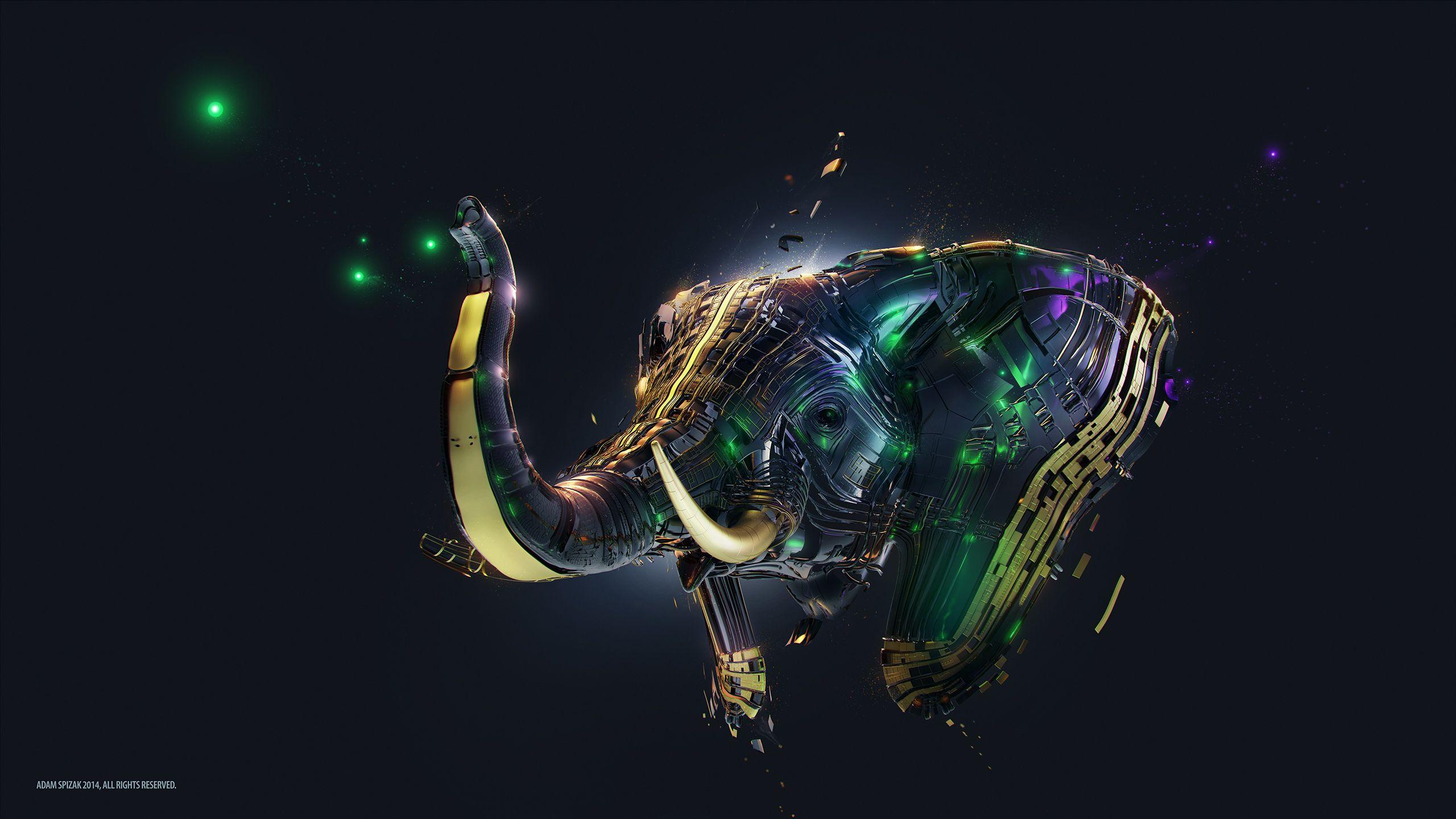 2560x1440 Wallpaper 4k Elephant Artwork Artwork, elephant, Wired