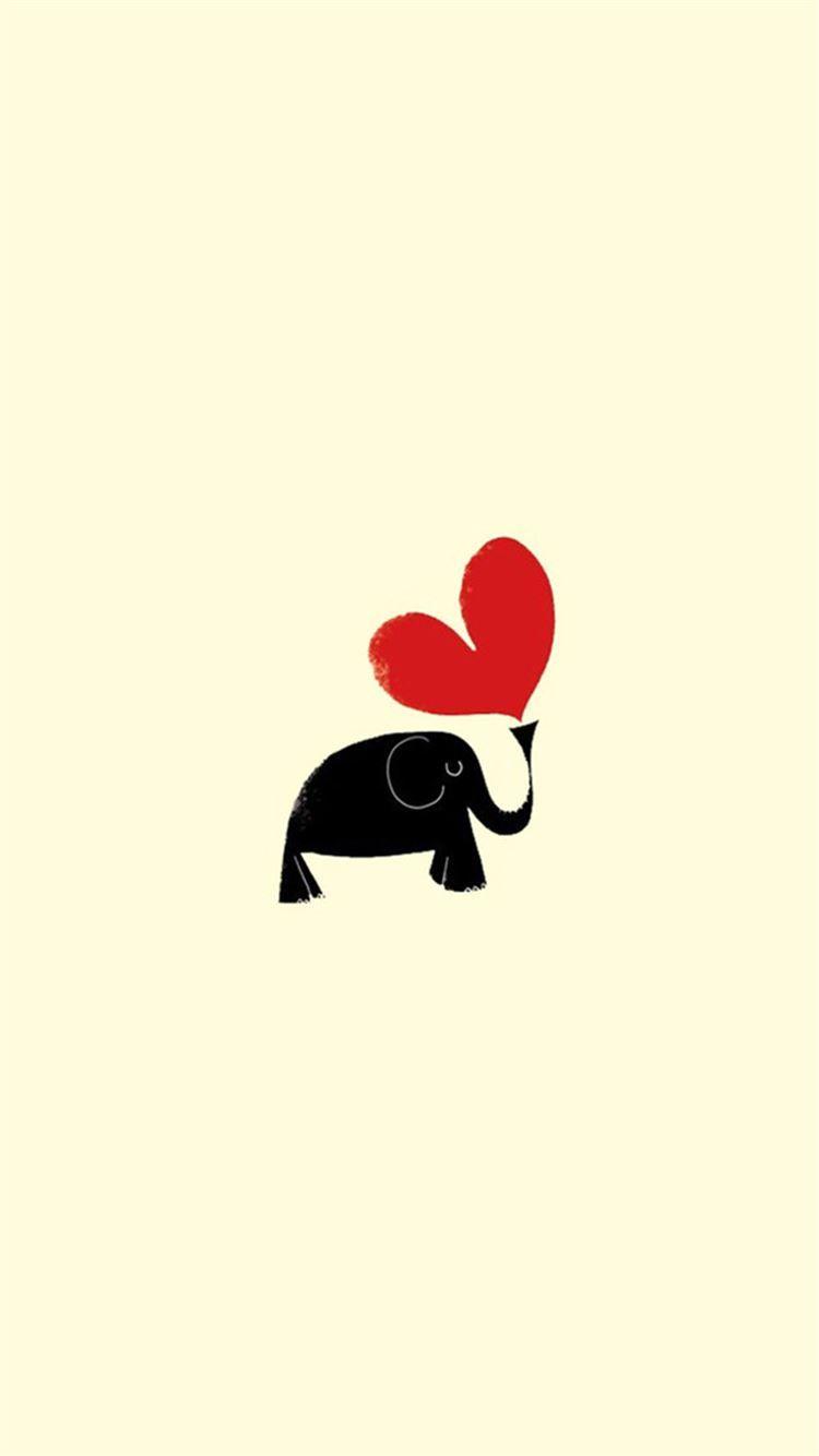 750x1334 Cute Little Dark Elephant Red Love Heart Drawn Art iPhone 8 Wallpaper Free Download