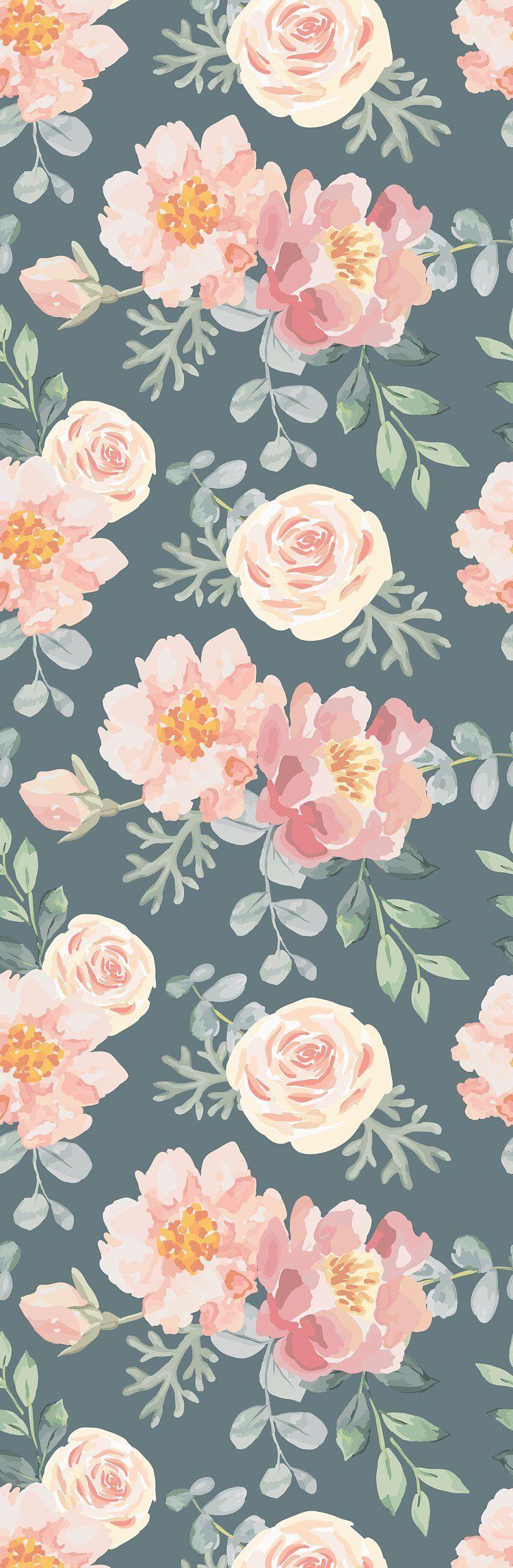 750x2291 Removable Wallpaper Mural Peel & Stick Nursery Wallpaper Vintage Pink