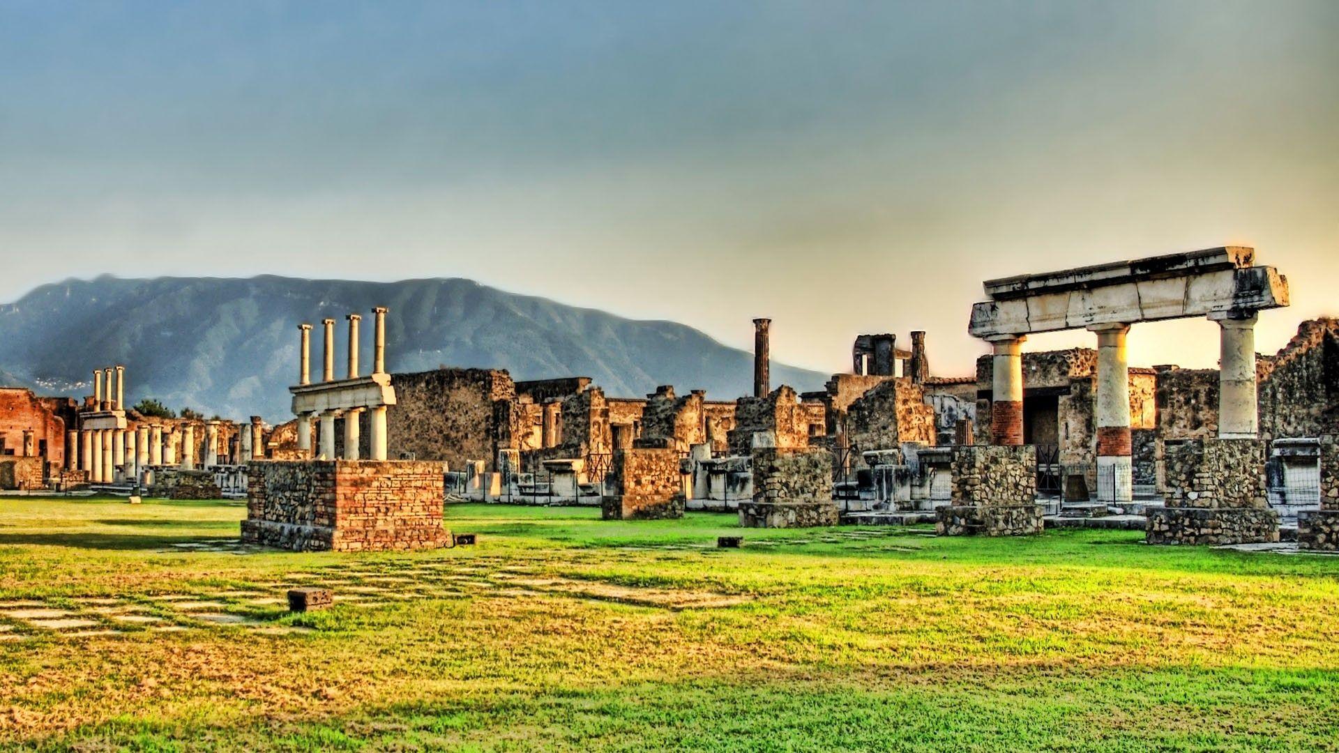1920x1080 Download Wallpaper 1920x1080 greece, ruins, grass, pillars, stone, hdr Full HD 1080p HD Background