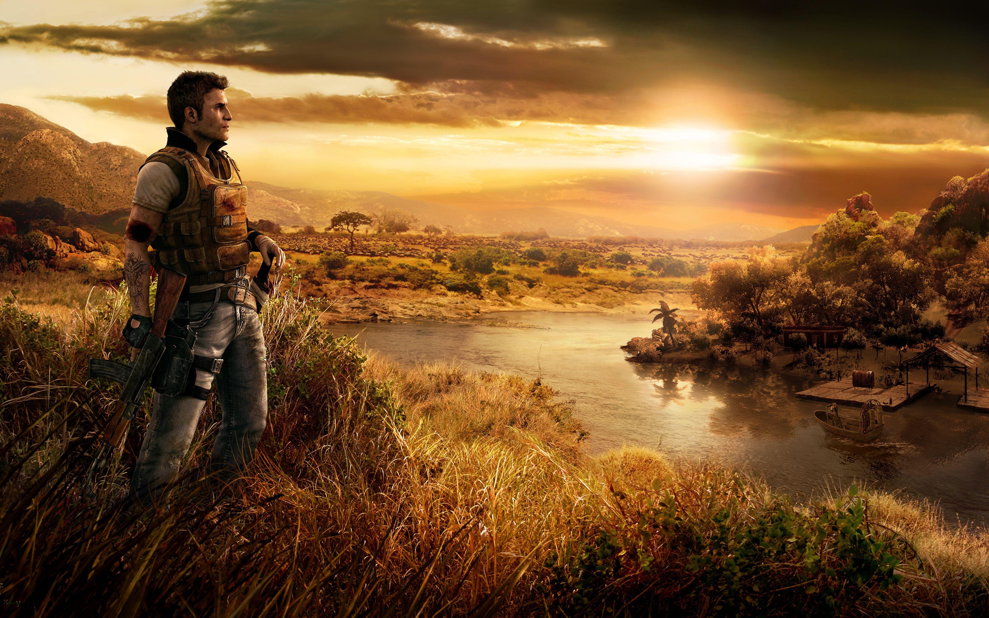 3840x2400 Photo Far Cry Man African Sunrise 3D Graphics vdeo game 3840x2400
