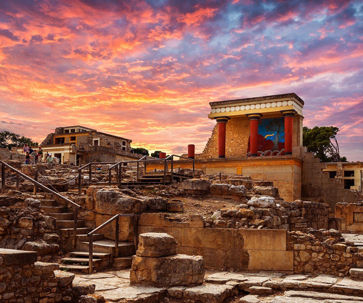 1228x1024 Wallpaper Palace Greece Knoss palase Crete staircase Ruins Cities