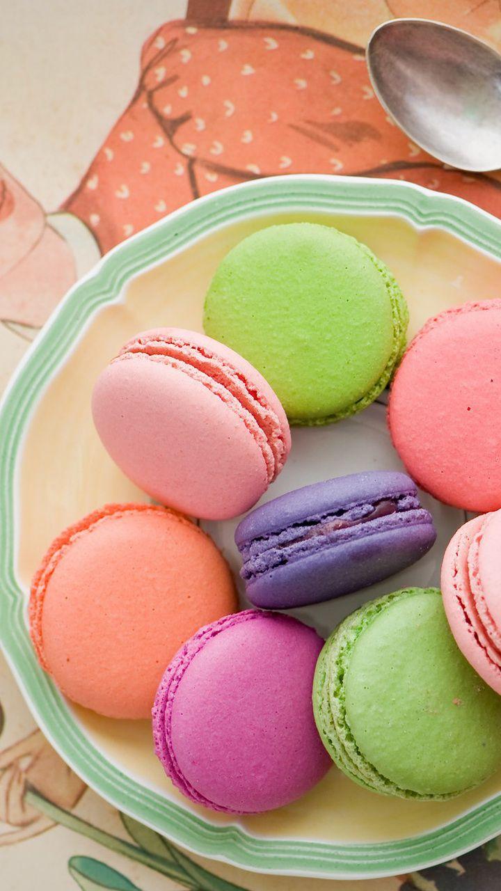 720x1280 macaroons, macaron, spoon, biscuits, assorted, multicolored desktop wallpaper 7289