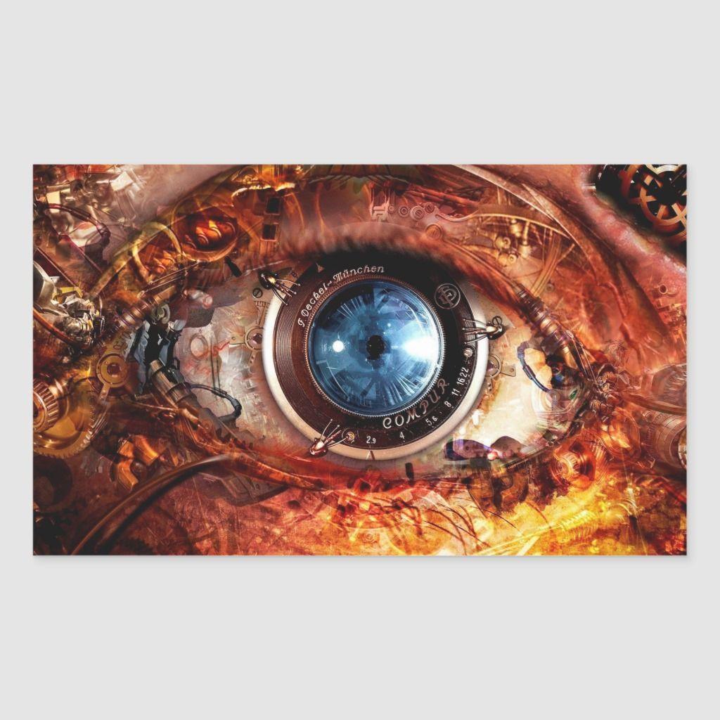 1024x1024 Steampunk Camera Eye Rectangular Sticker. Zazzle.com. Steampunk background, Steampunk, Digital art