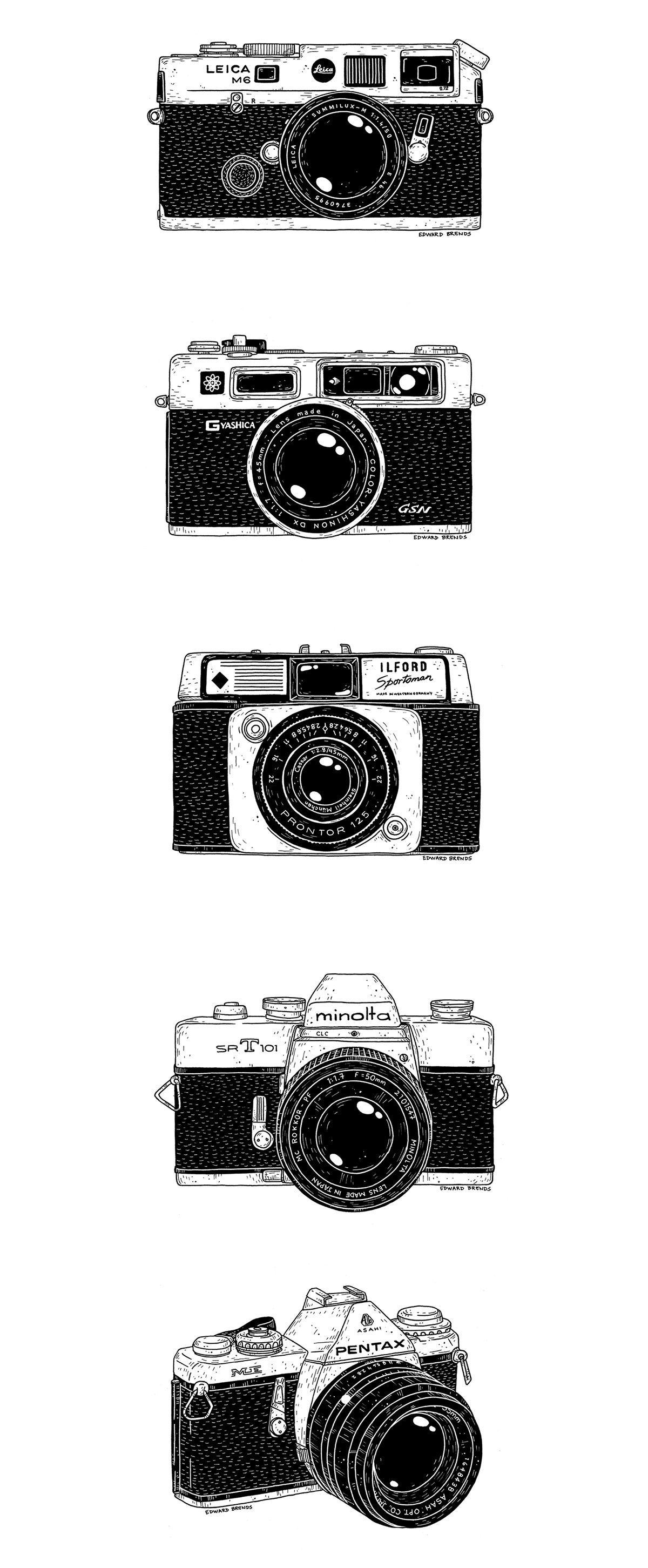 1200x2903 Vintage Cameras. Background Wallpaper (and Drawings Or Picture). Camera Art, Camera Drawing, Camera Tattoos