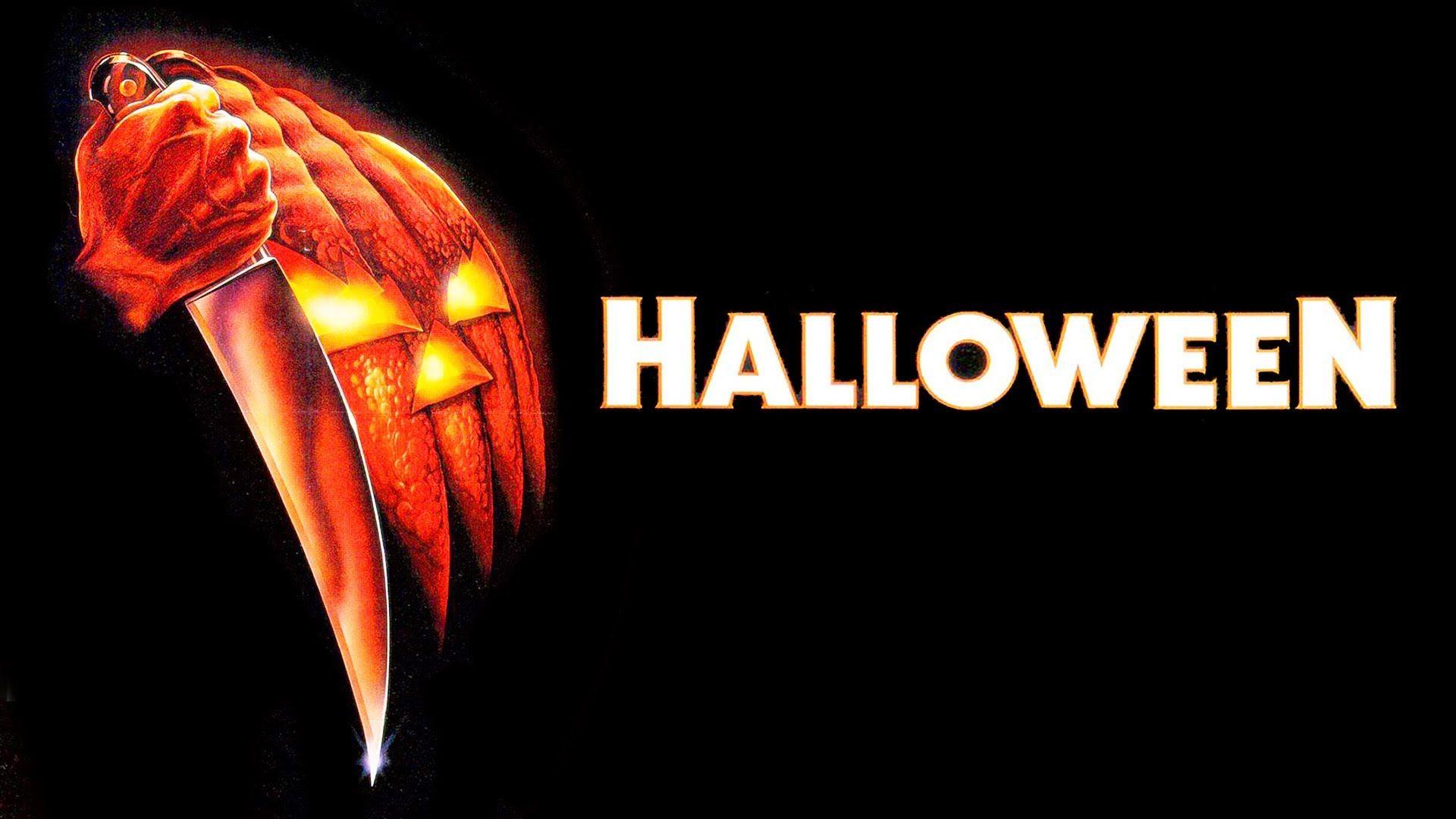 poster for the movie halloween scary halloween wallpaper jack o lantern  mask and knife on black  Halloween wallpaper Halloween desktop wallpaper  Scary halloween