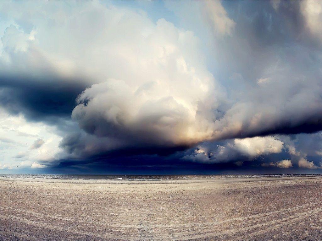 1024x768 anime, Sky, Sea, Storm, Beach, Clouds Wallpaper HD / Desktop and Mobile Background