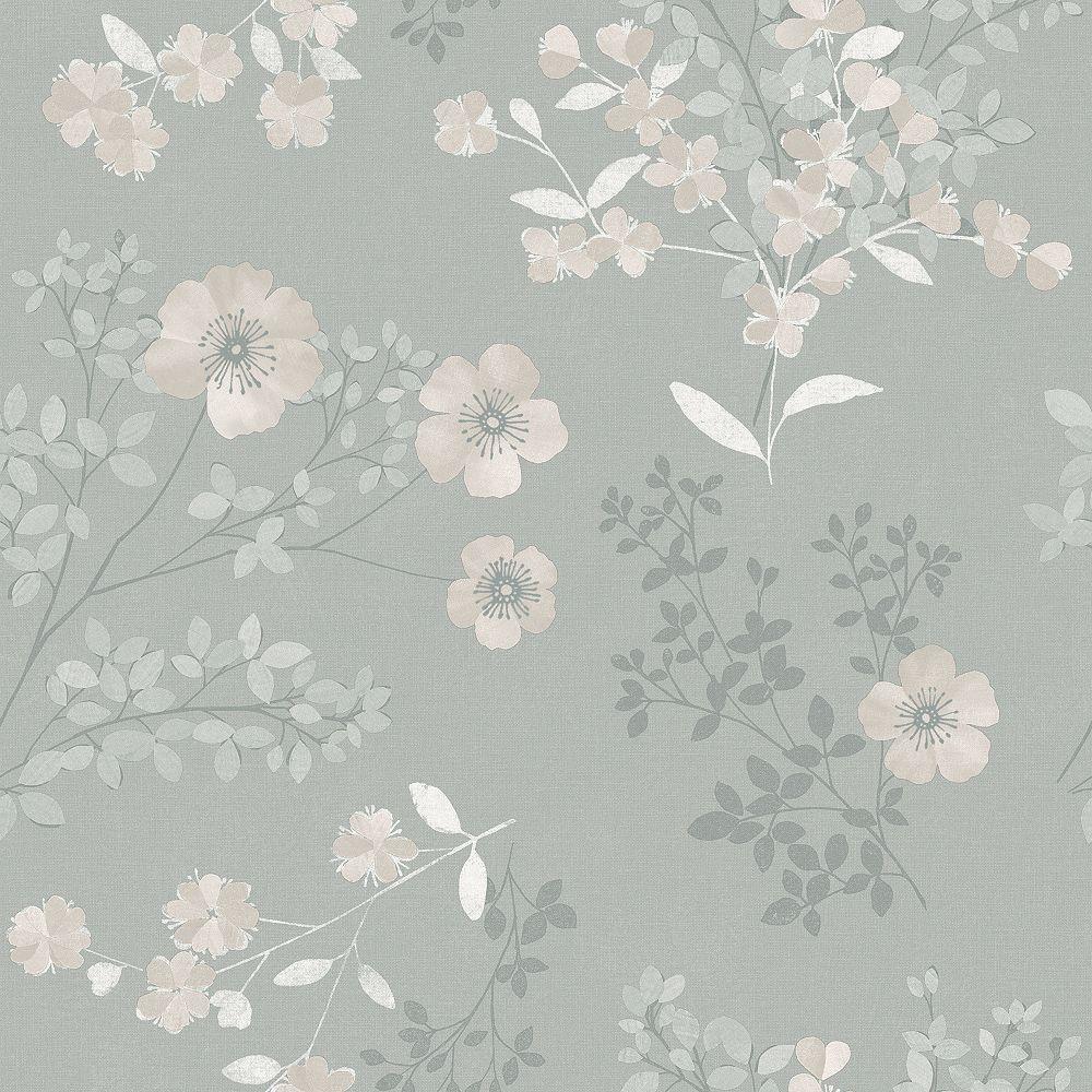 1000x1000 Wall Vision Prairie Rose Taupe Floral Wallpaper. The Home Depot Canada