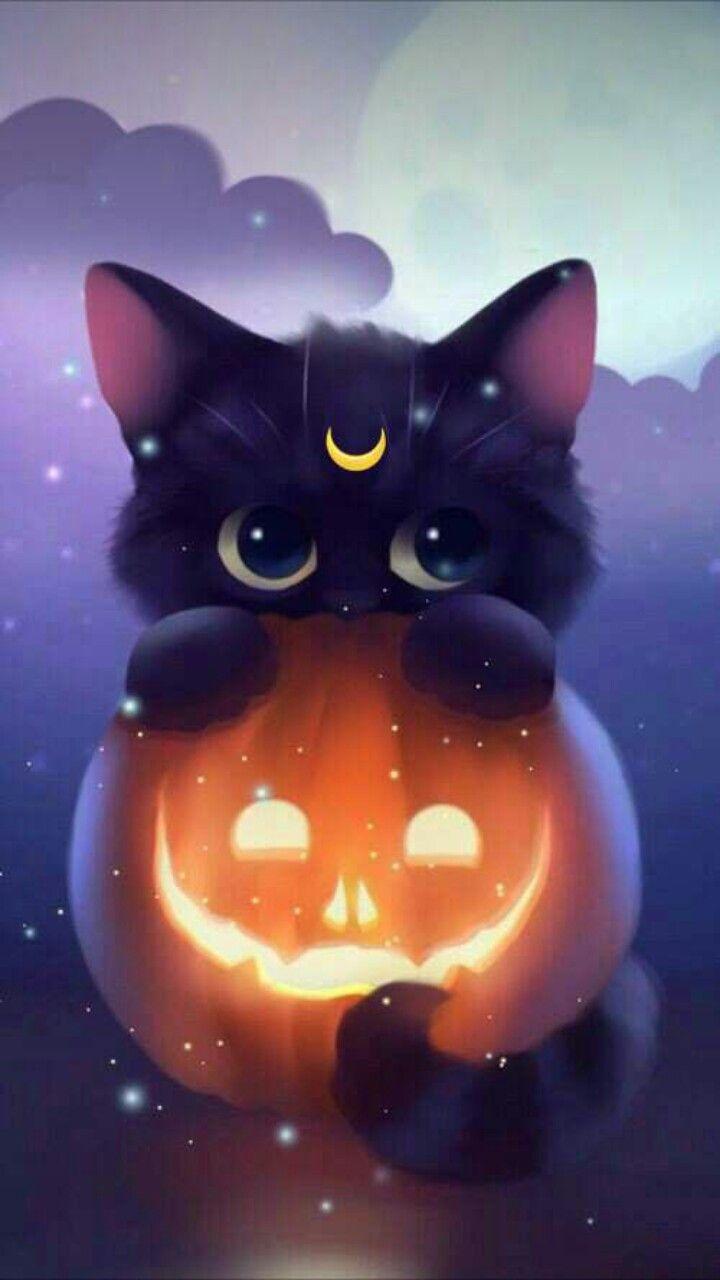 720x1280 Luna Halloween. Cute animal drawings, Cute drawings, Animal drawings