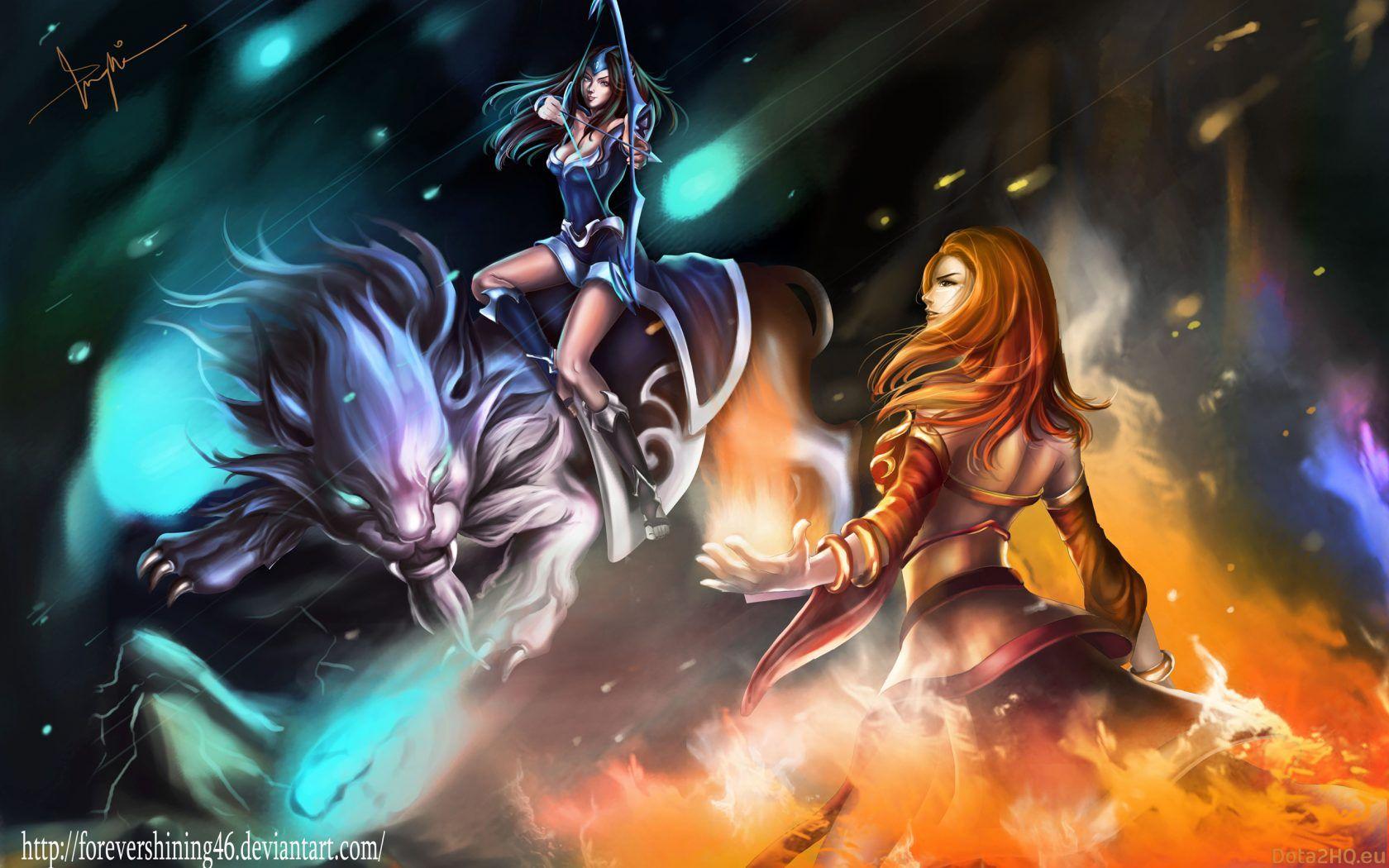 1680x1050 Dota 2 Luna Vs Mirana Splash Art Wallpaper HD 2560x1600 :