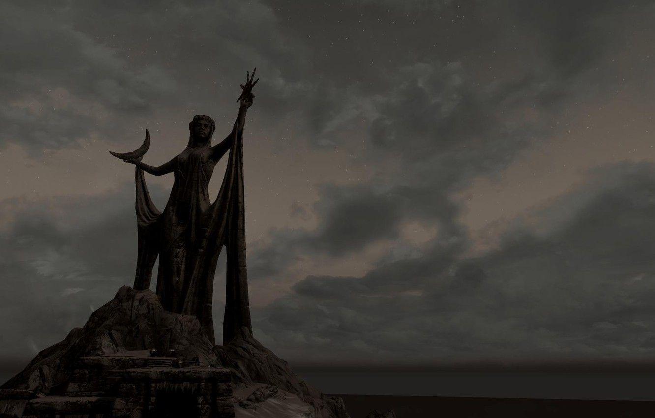1332x850 Wallpaper dawn, Skyrim, statue, azura, daedra image for desktop, section игры
