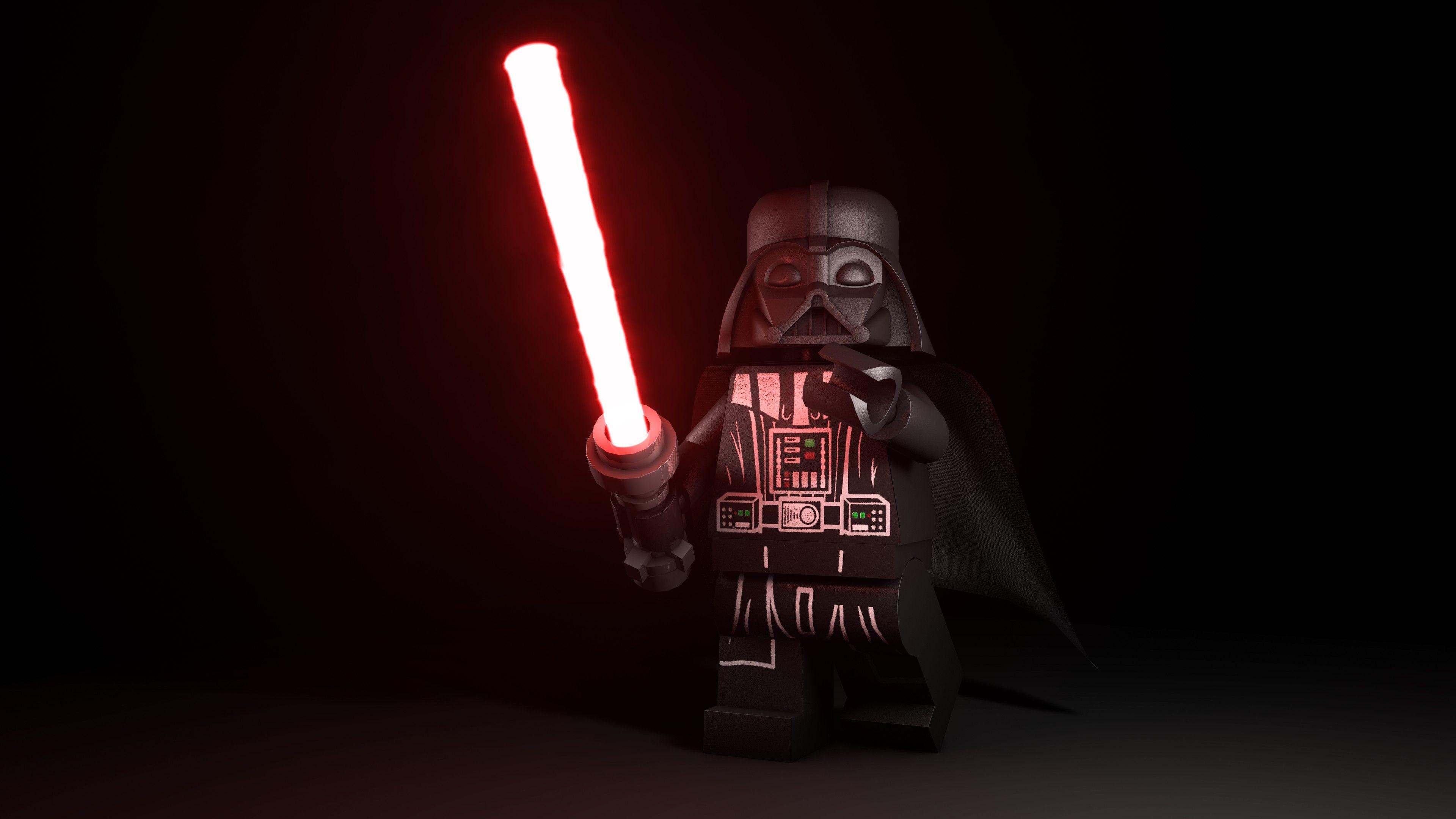 3840x2160 Darth Vader, Star Wars, LEGO Star Wars, Sith, Simple background, Lightsaber, LEGO, Digital art Wallpaper HD / Desktop and Mobile Background