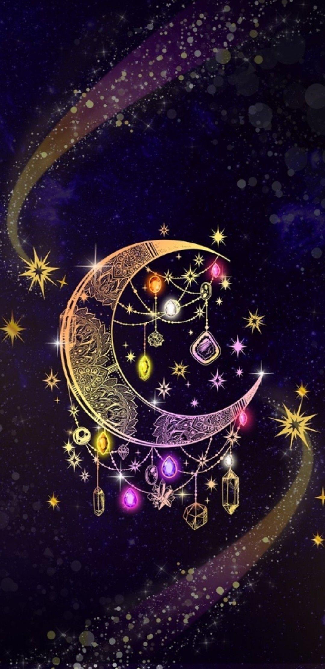 1080x2220 anh trang huyen ao. Gothic wallpaper, Moon art, Dreamcatcher wallpaper
