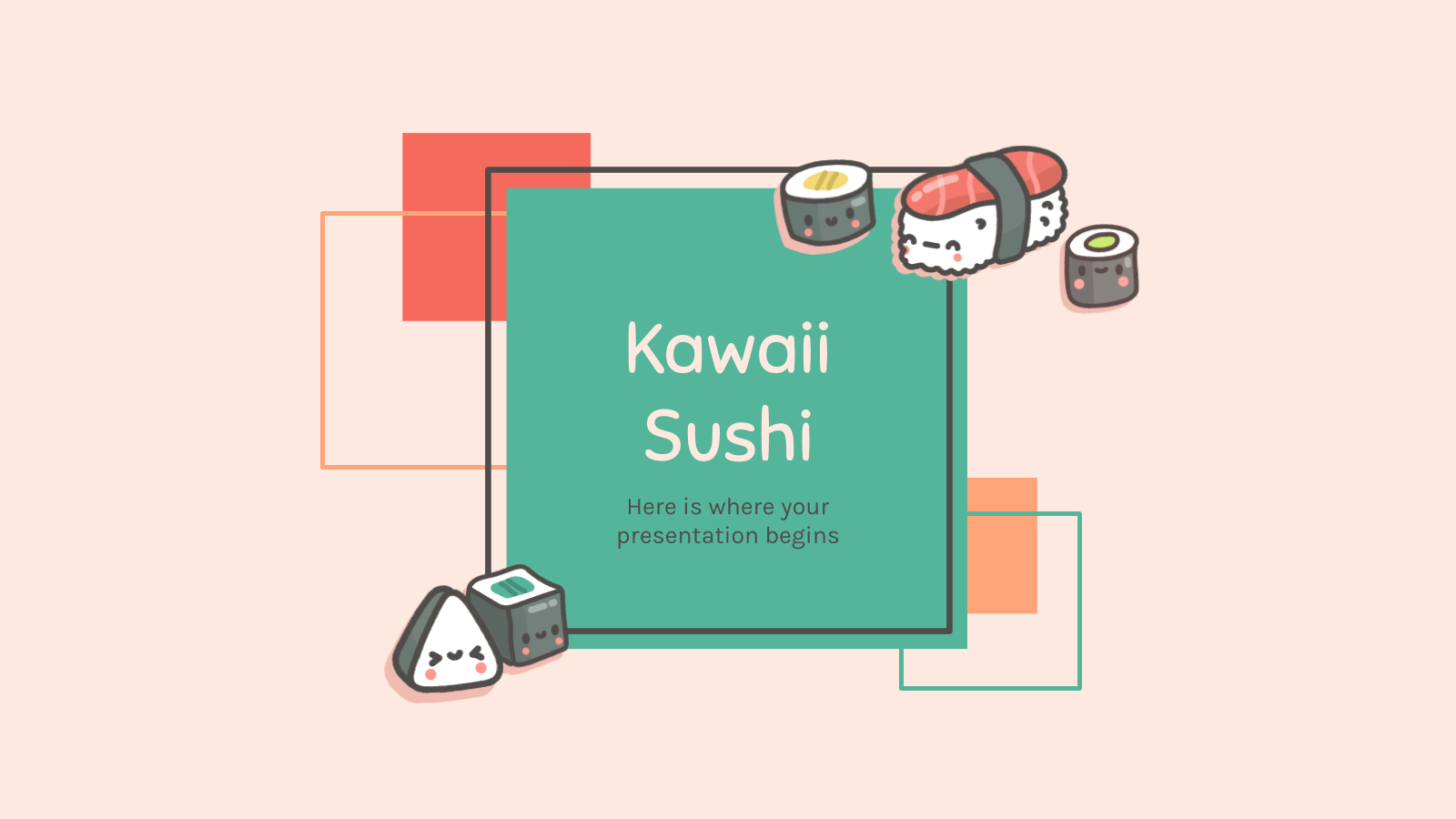 1600x900 Kawaii Sushi Company Google Slides and PowerPoint Template