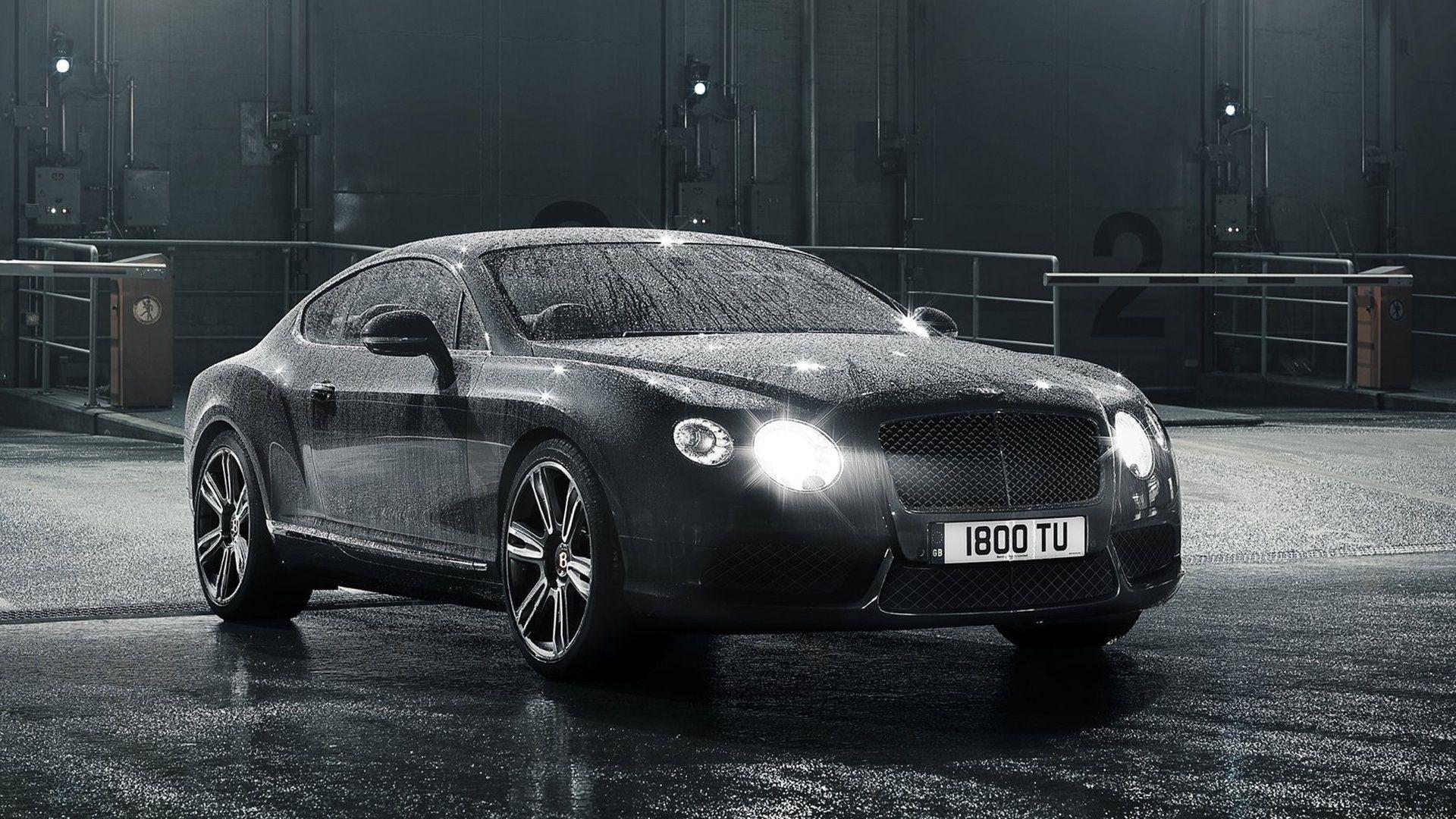 Hình nền 1920x1080 Bentley Continental GT màu đen, sau mưa, giọt nước 1920x1080 Hình ảnh Full HD 2K, Hình ảnh