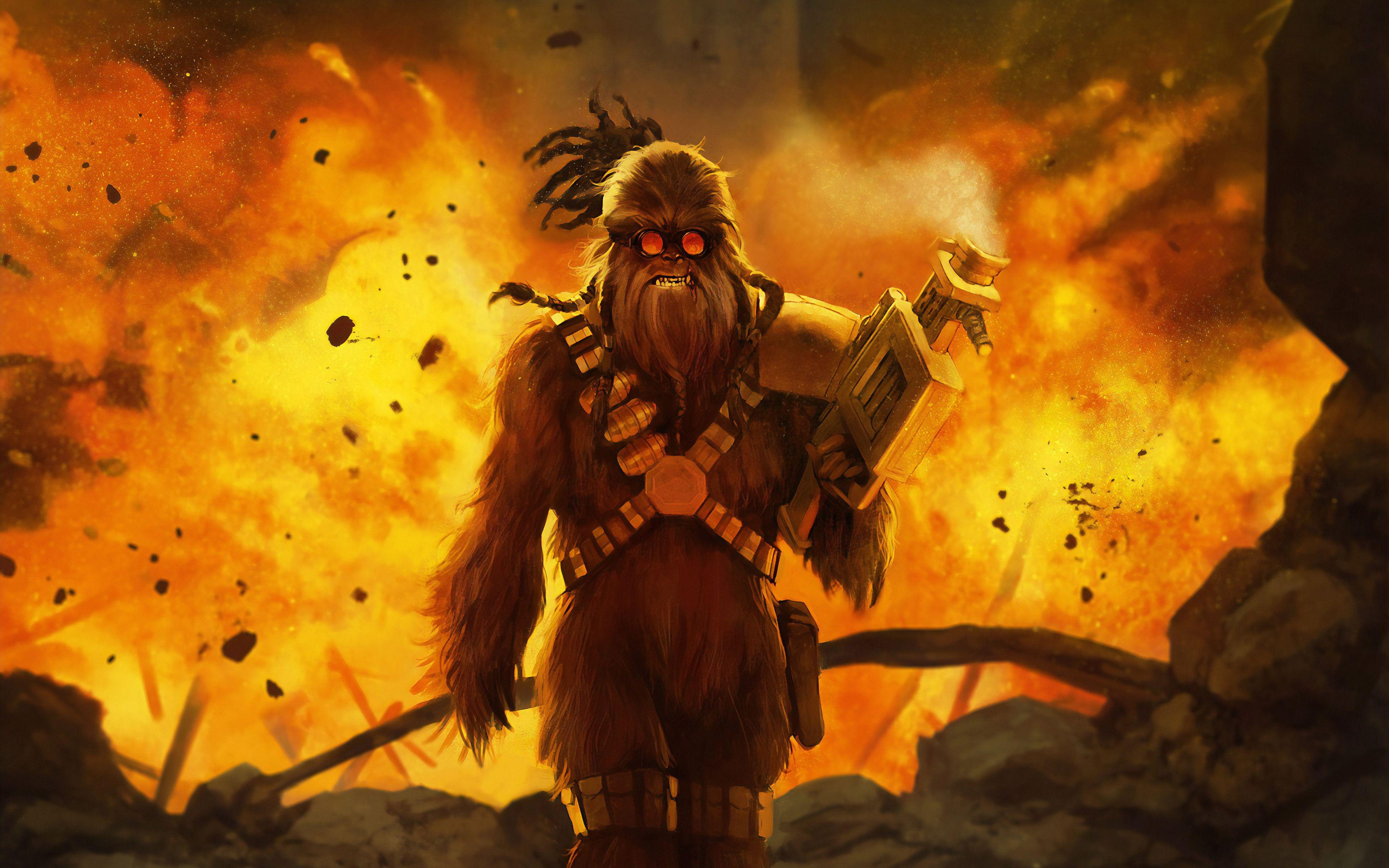 3840x2400 Download Chewbacca, soldier, Star Wars, art wallpaper, 3840x 4K Ultra HD 16: Widescreen