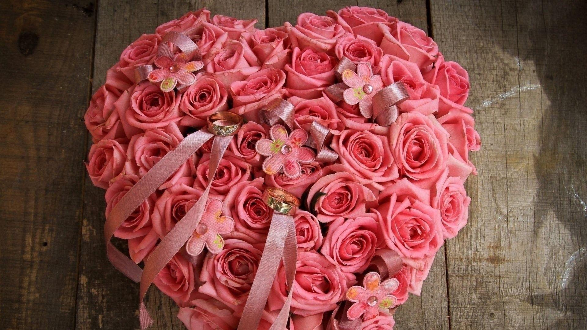 1920x1080 Download Wallpaper 1920x1080 roses, bouquet, wedding, decorations Full HD 1080p HD Background