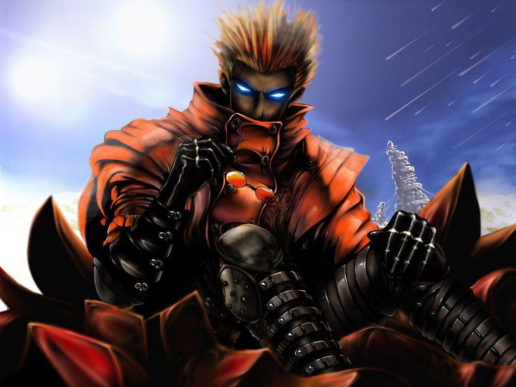 1024x768 Anime Battle: Vash the Stampede vs Afro Samurai