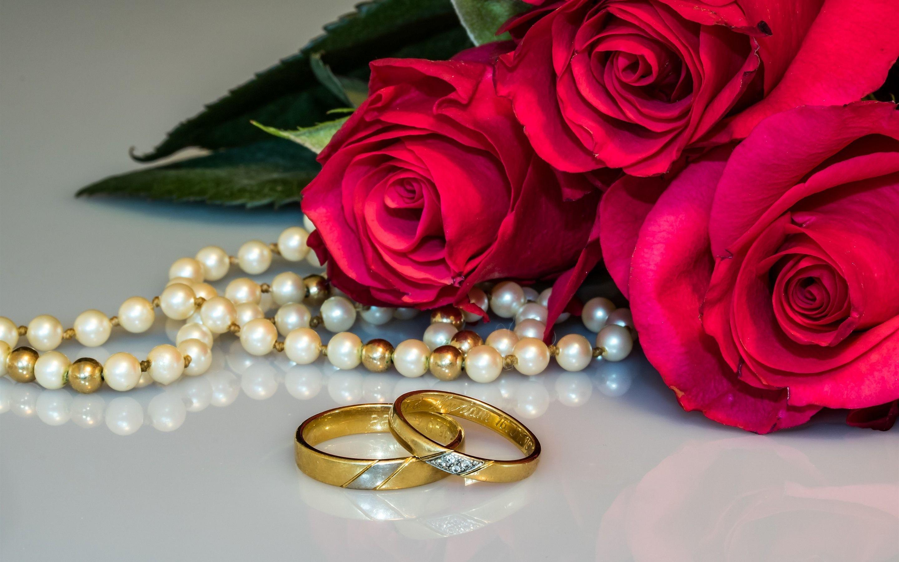 2880x1800 Red Roses, Wedding Rings, Pearl 1080x1920 IPhone 8 7 6 6S Plus Wallpaper, Background, Picture, Image