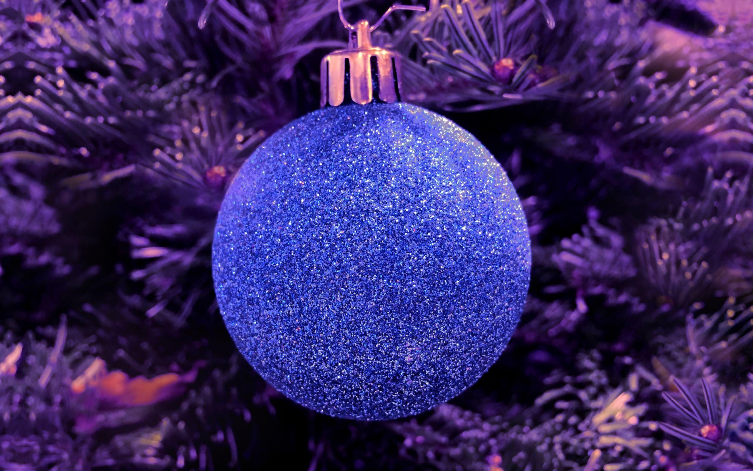 2560x1600 Download wallpaper blue christmas ball, New Year, Christmas, Purple Christmas tree for desktop with resolution 2560x1600. High Quality HD picture wallpaper