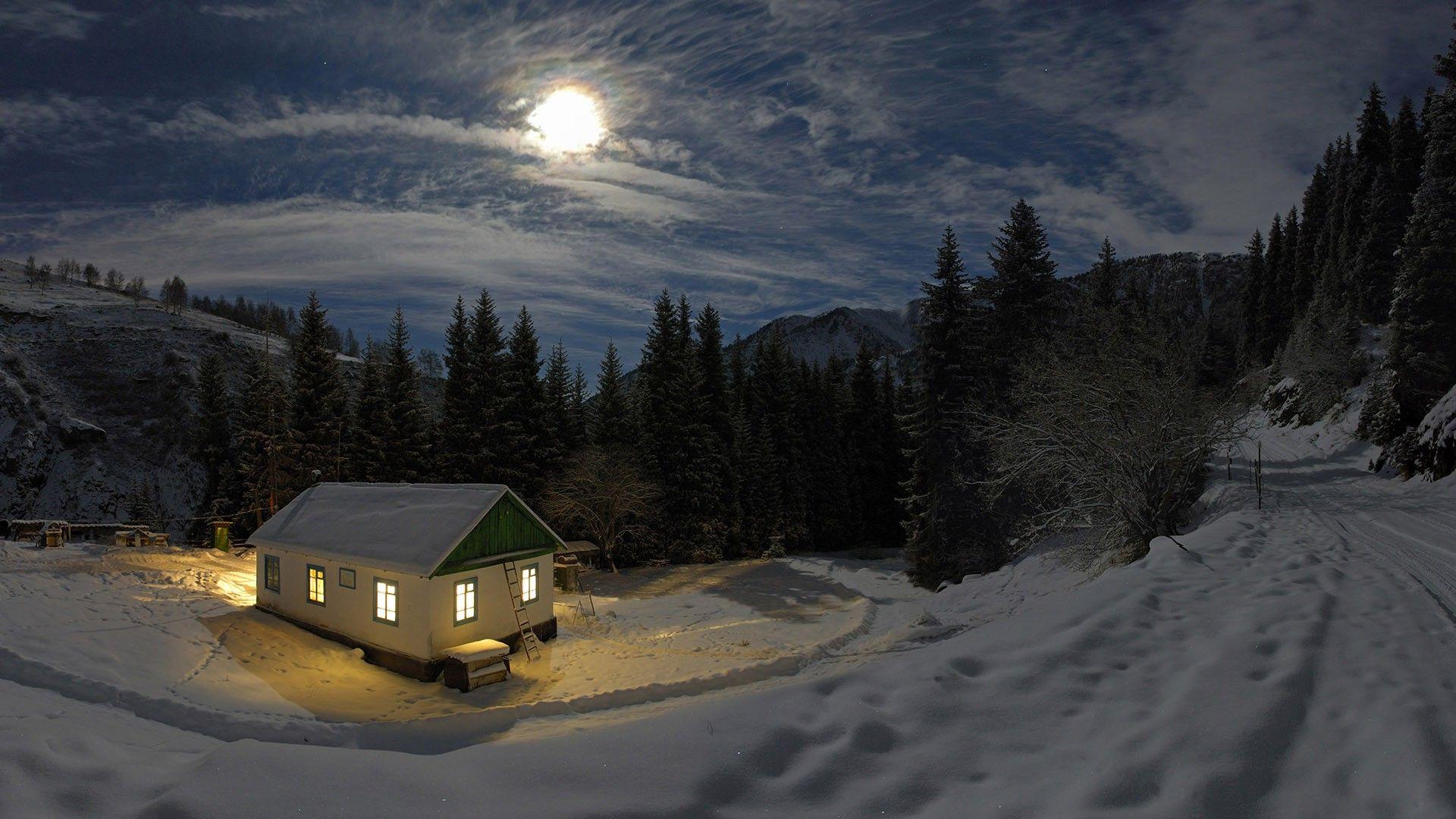 1920x1080 Beautiful Winter Night Wallpaper