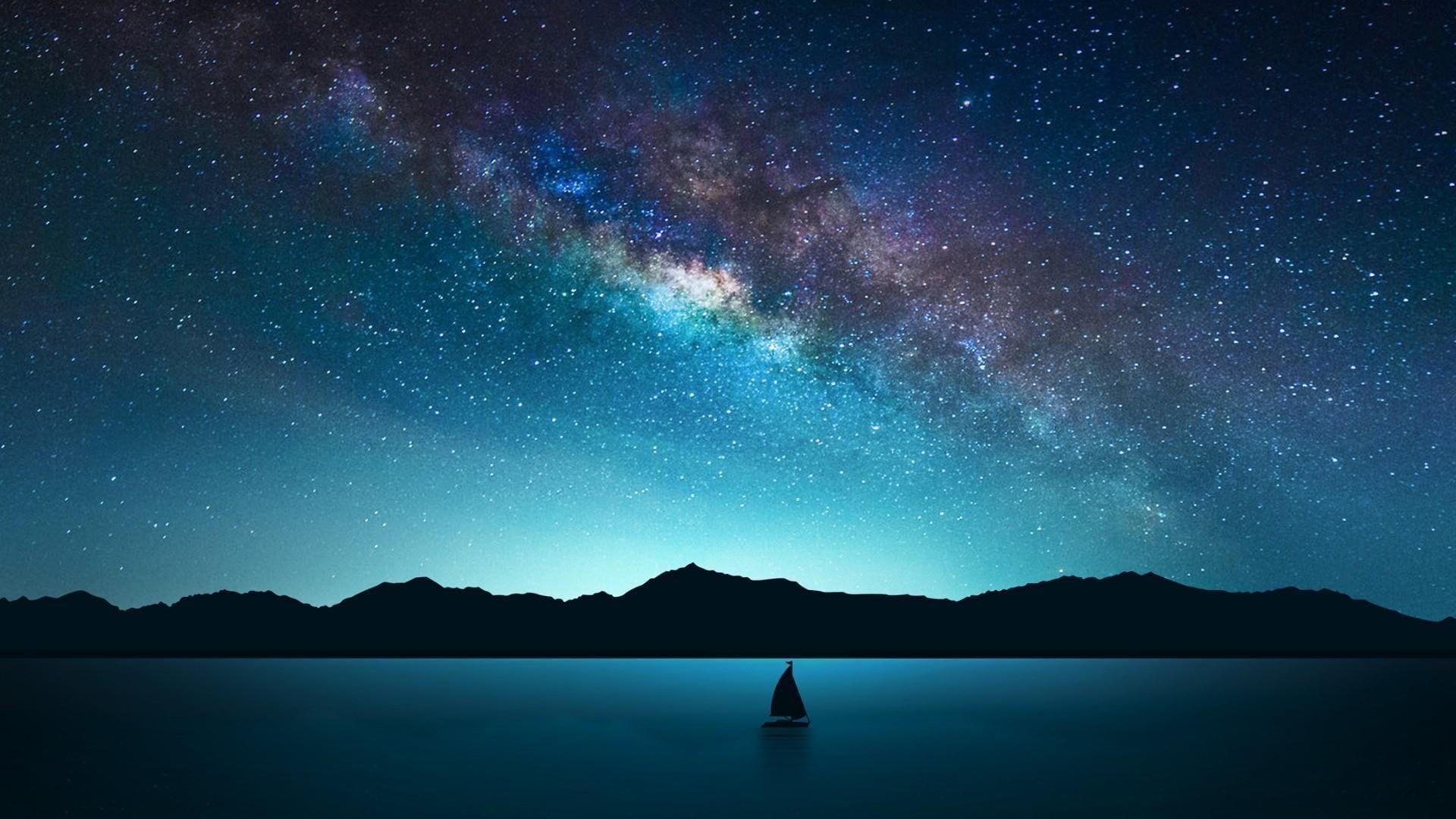 1920x1080 landscape night sky #mountains starry night #starry #stars #sky #night milky way P #wallpaper #hdwal. Starry night picture, Night sky wallpaper, Night skies