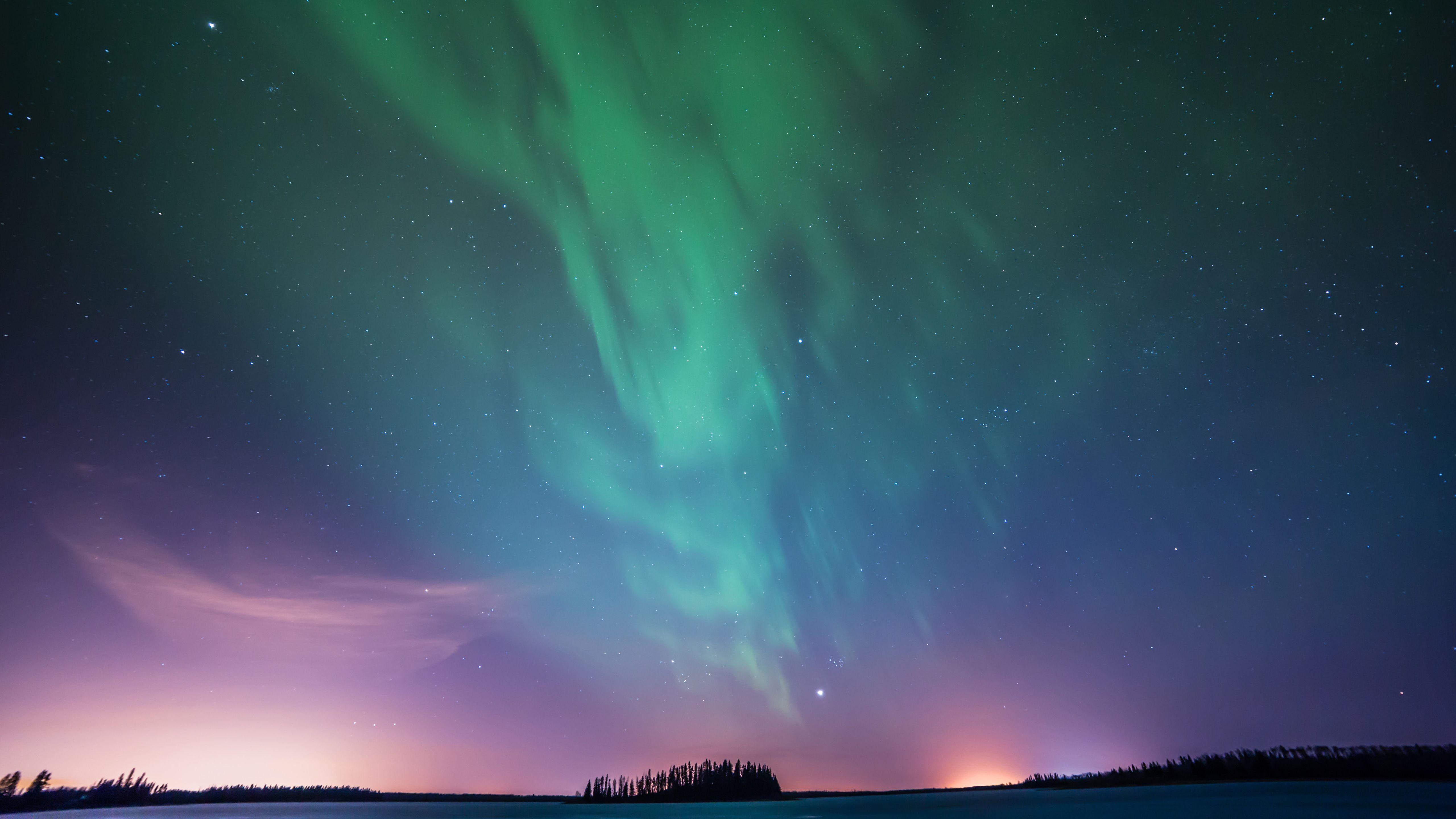 5120x2880 Wallpaper Northern Lights, Astotin Lake, Canada, Aurora, Landscape, Night, 5K, Nature,. Wallpaper for iPhone, Android, Mobile and Desktop