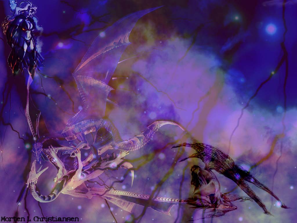 1024x768 Dragon Fight-Good vs. Evil