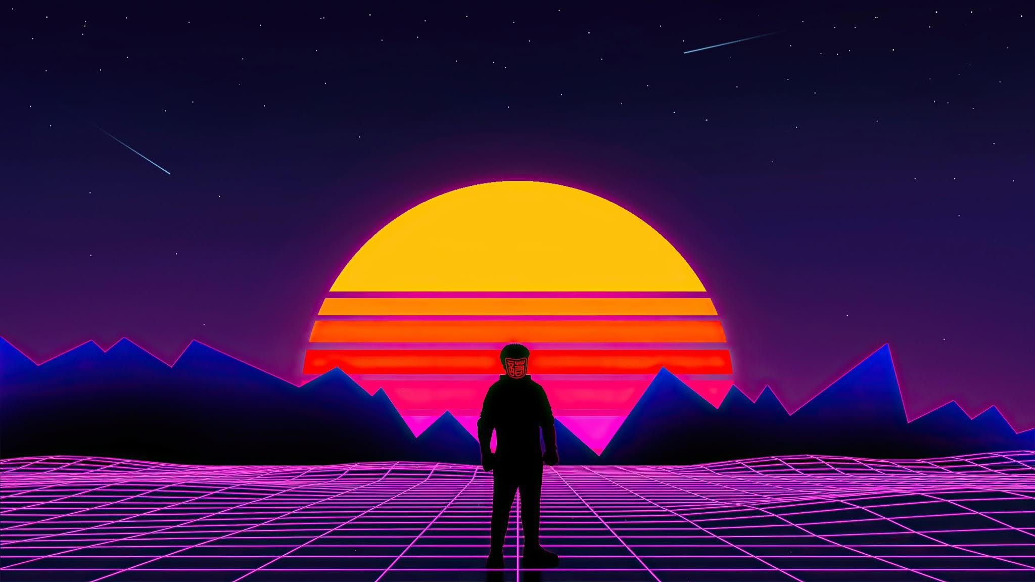2048x1152 80s Retro Sun Background